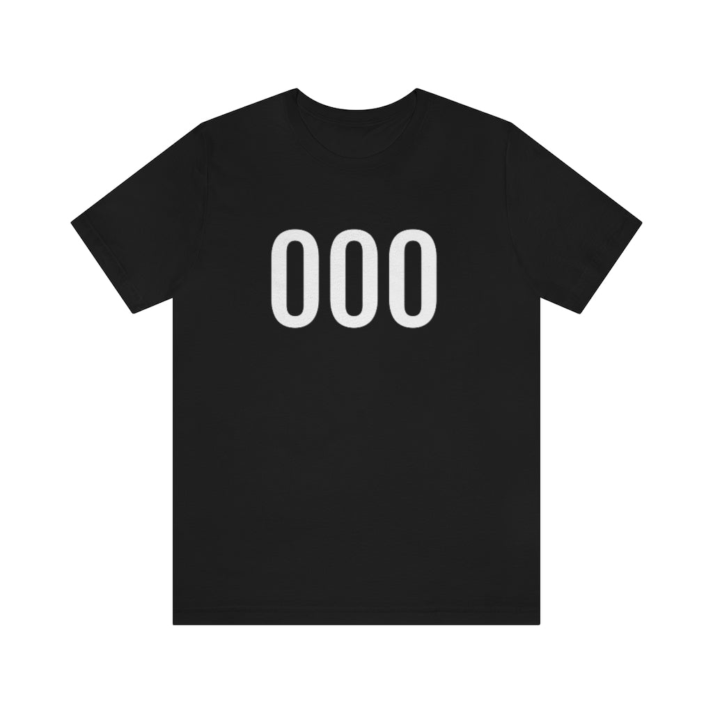 Black T-Shirt 000 Numbered Tee Shirt with Numbers On Them for Numbered T-Shirt Outfit Petrova Designs
