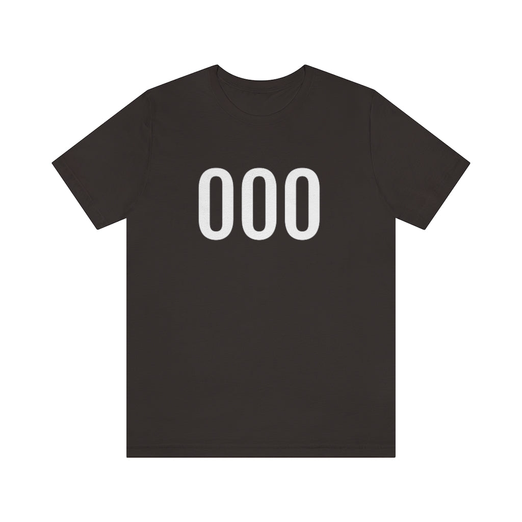 Brown T-Shirt 000 Numbered Tee Shirt with Numbers On Them for Numbered T-Shirt Outfit Petrova Designs