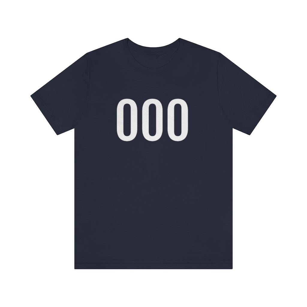 Navy T-Shirt 000 Numbered Tee Shirt with Numbers On Them for Numbered T-Shirt Outfit Petrova Designs