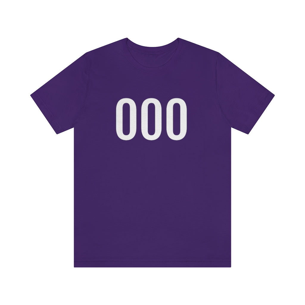 Team Purple T-Shirt 000 Numbered Tee Shirt with Numbers On Them for Numbered T-Shirt Outfit Petrova Designs