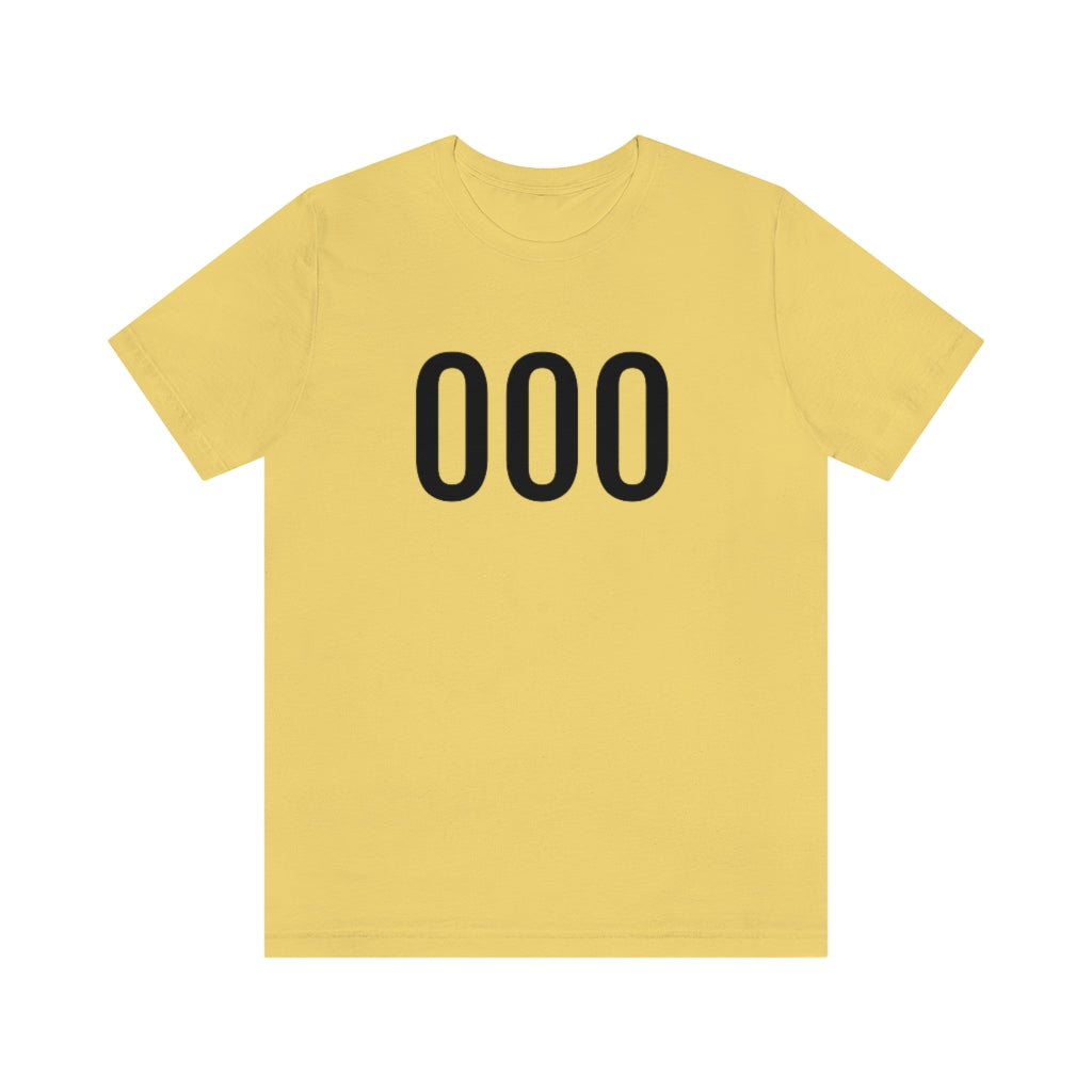 Yellow T-Shirt 000 Numbered Tee Shirt with Numbers On Them for Numbered T-Shirt Outfit Petrova Designs