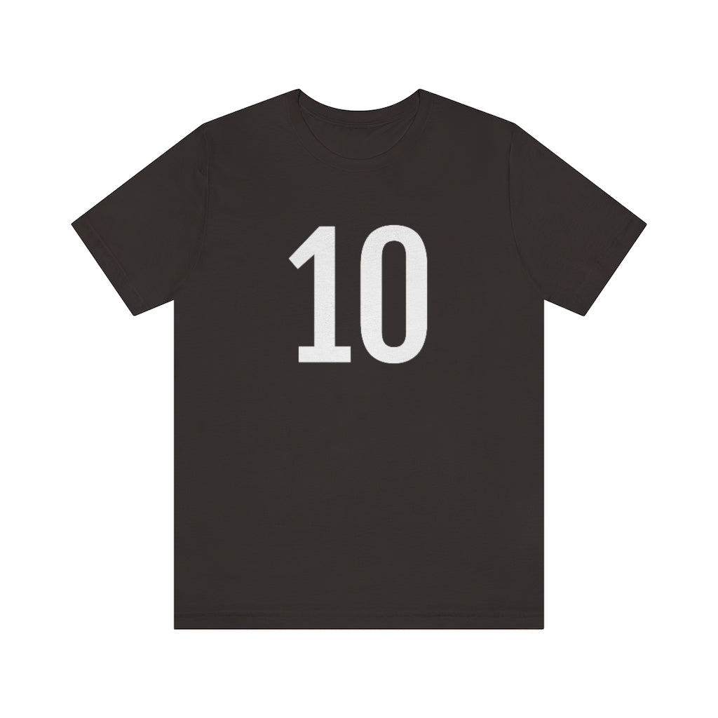 Brown T-Shirt 10 Numbered T Shirt with Number On Them for Numerological Black Tshirt Outfit Petrova Designs