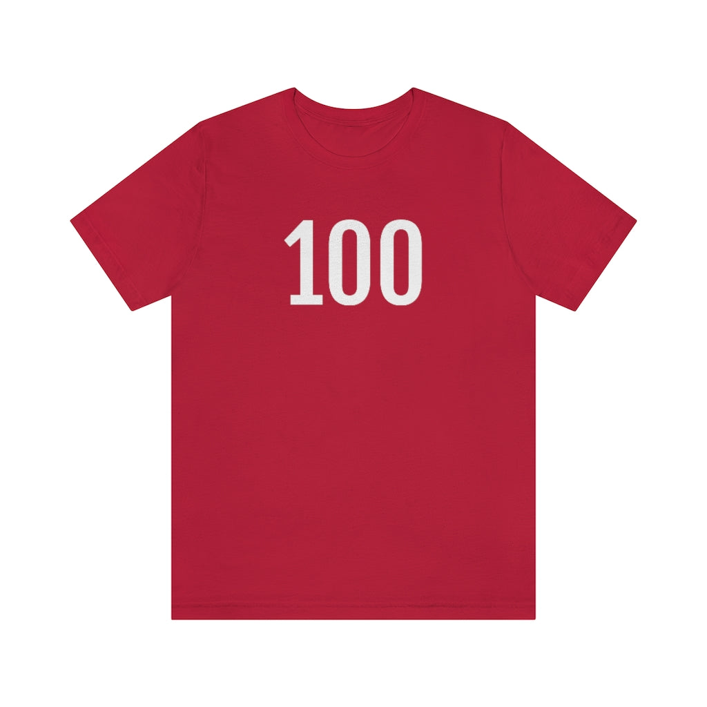 Red T-Shirt 100 Numbered T Shirt with Number On Them for Angel Number Tshirt Outfit Petrova Designs