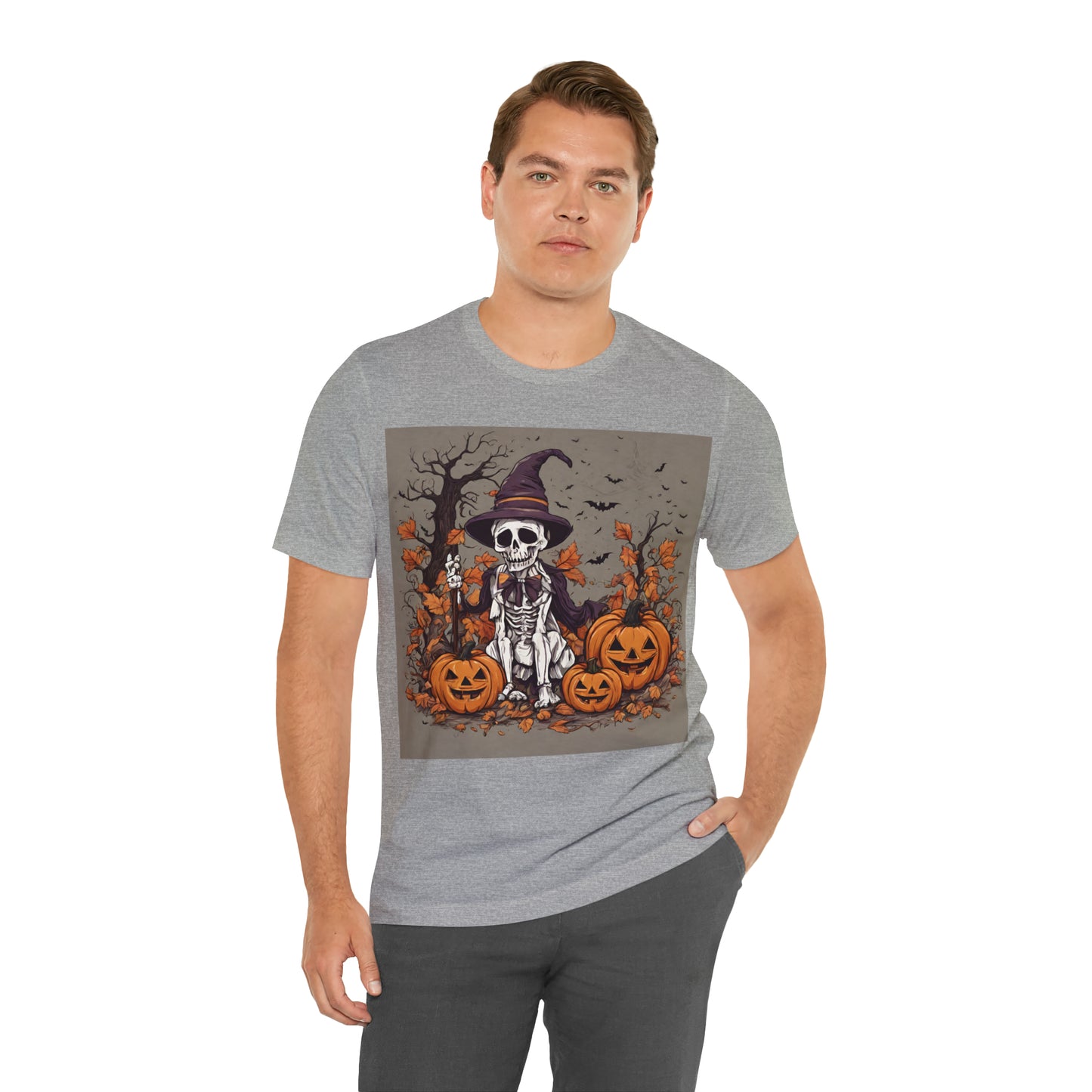 T-Shirt Shirt Halloween for Men & Women Short Sleeved Shirts for Halloween Outfit Skeleton Pumpkin Petrova Designs