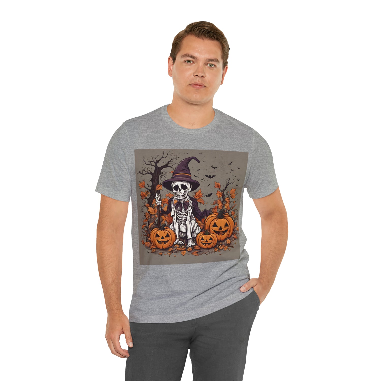 T-Shirt Shirt Halloween for Men & Women Short Sleeved Shirts for Halloween Outfit Skeleton Pumpkin Petrova Designs