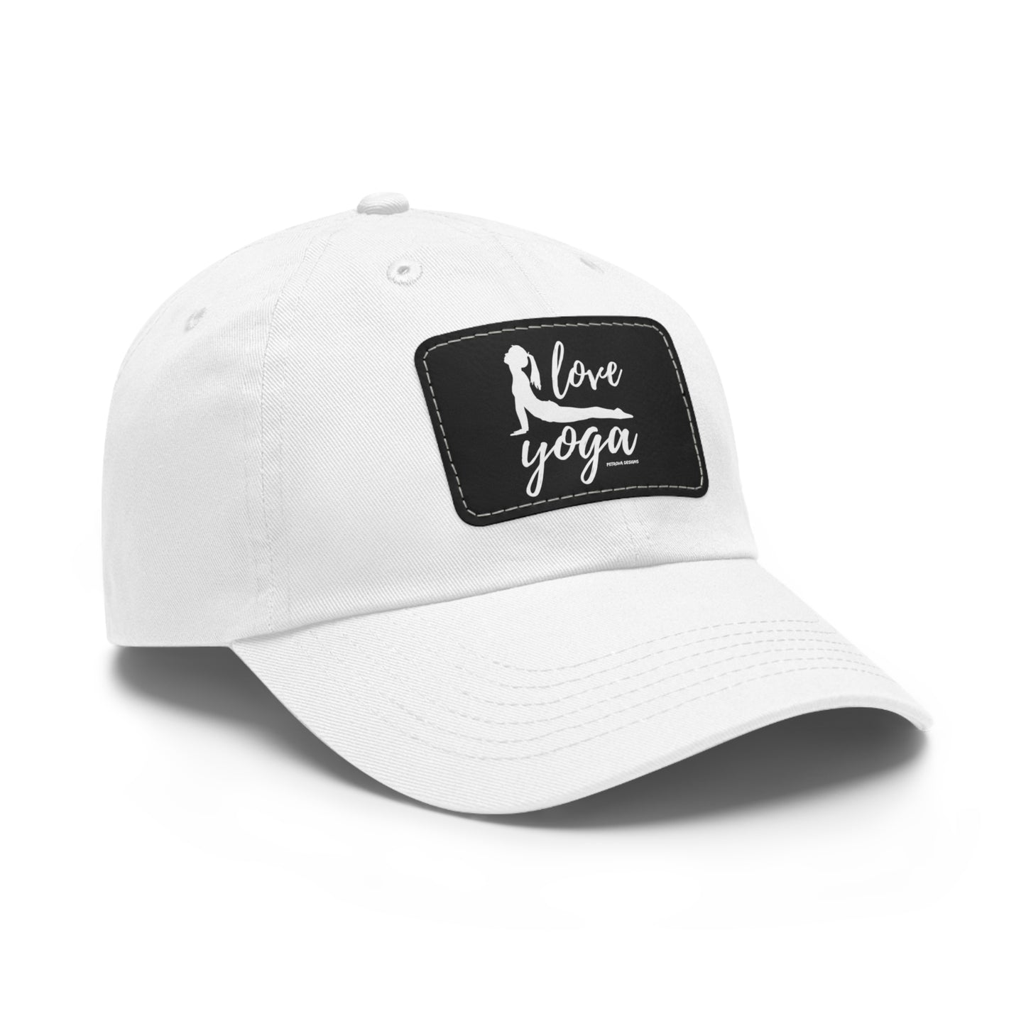 Hats Yoga Gifts | "Love Yoga" Dad Hat with Leather Patch | Petrova Designs