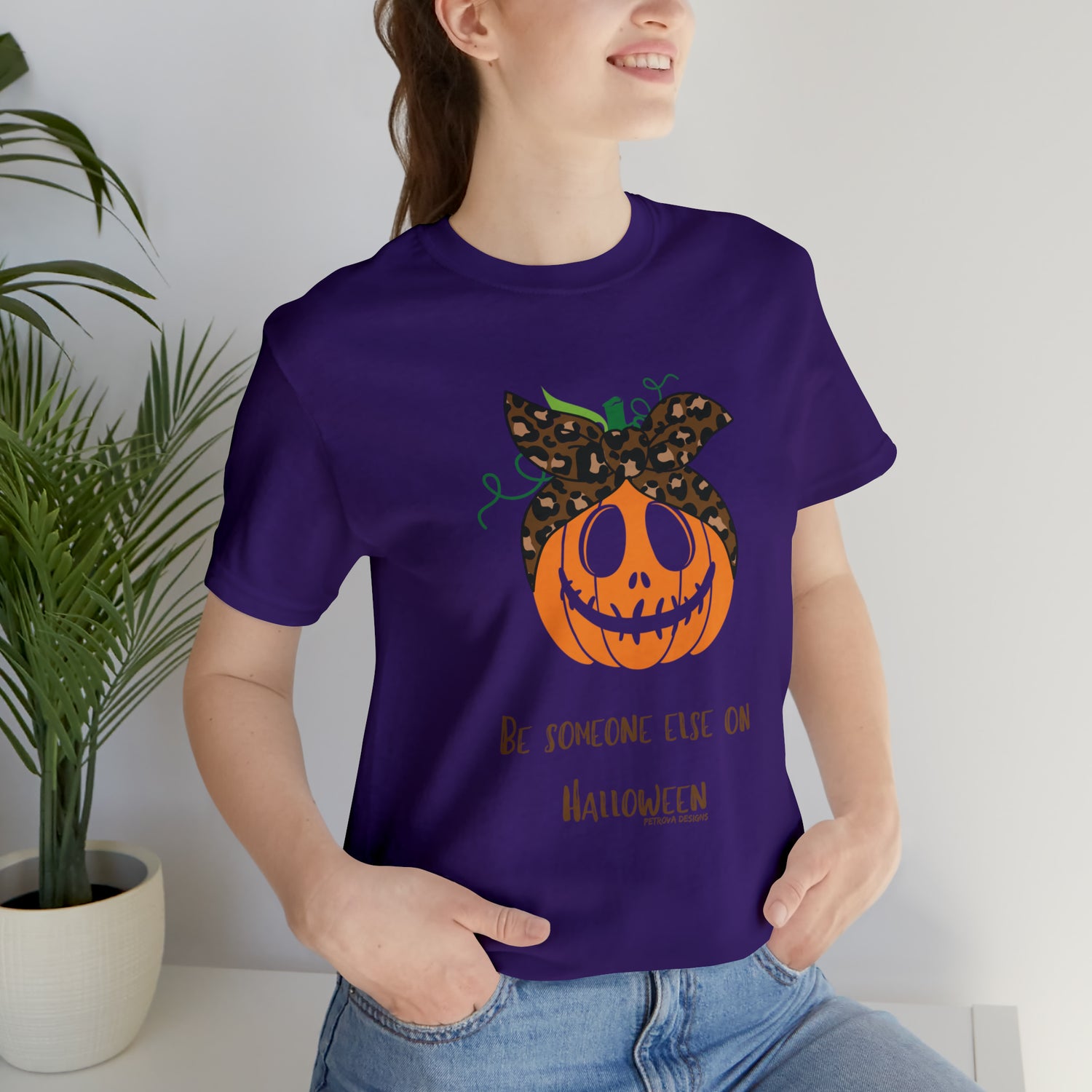 Team Purple T-Shirt Halloween Shirts for Adults Halloween Black Shirts for Men and Women Pumpkin Petrova Designs