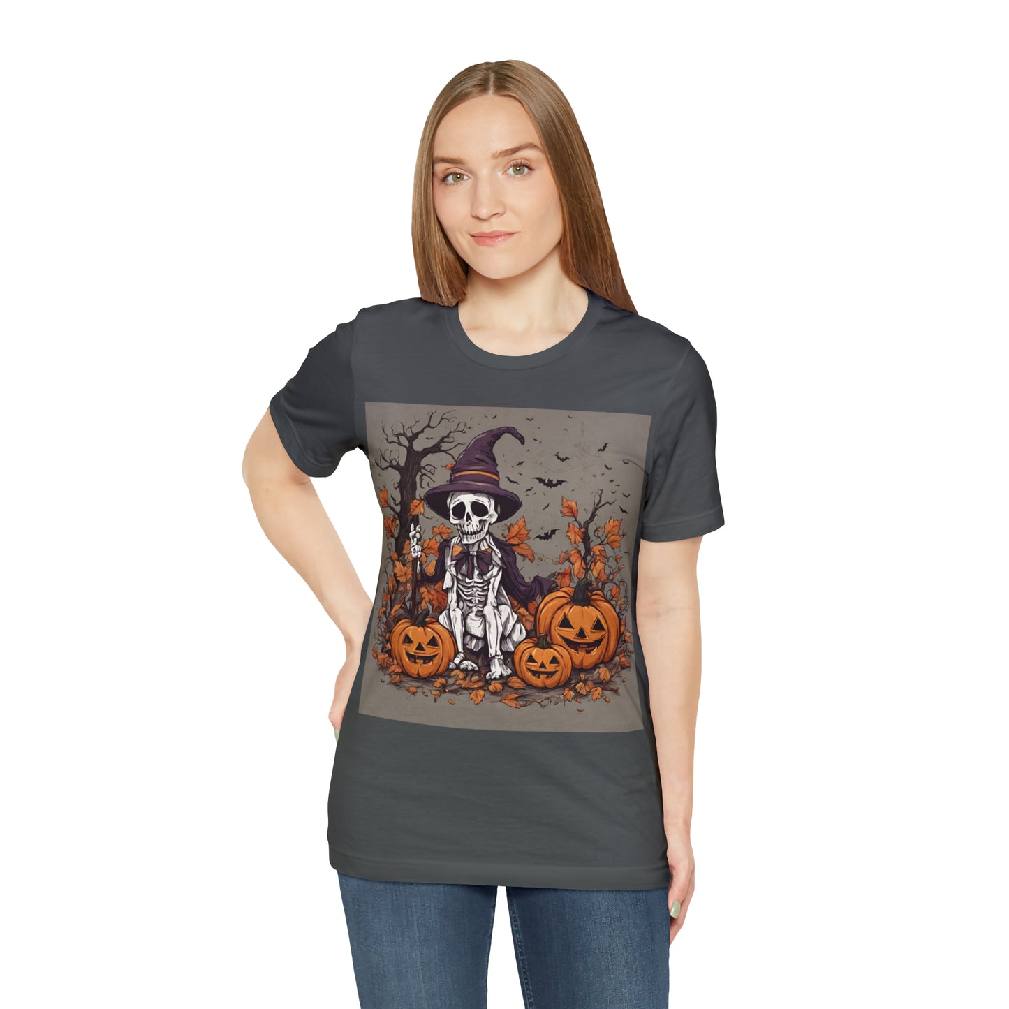 T-Shirt Shirt Halloween for Men & Women Short Sleeved Shirts for Halloween Outfit Skeleton Pumpkin Petrova Designs