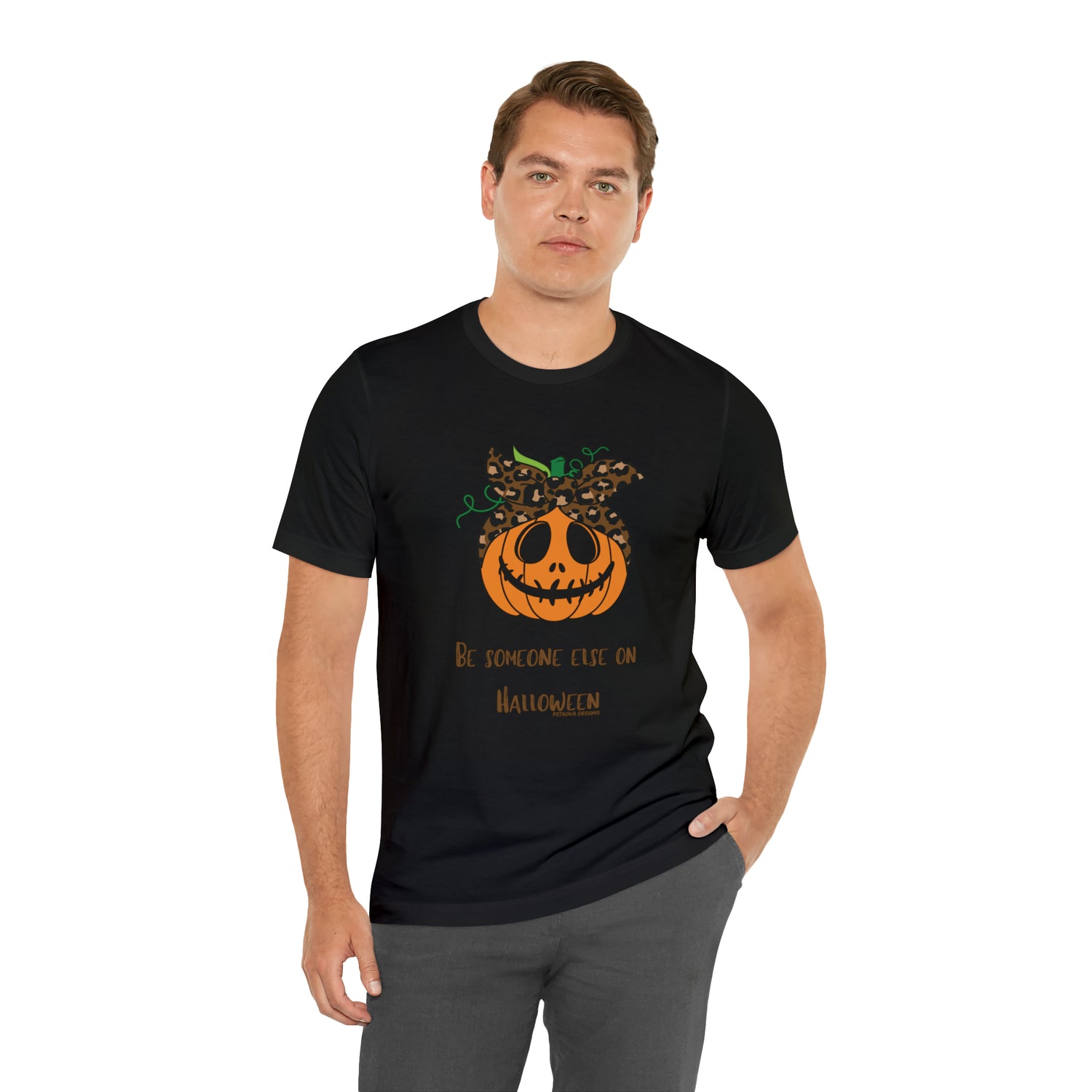 T-Shirt Halloween Shirts for Adults Halloween Black Shirts for Men and Women Pumpkin Petrova Designs
