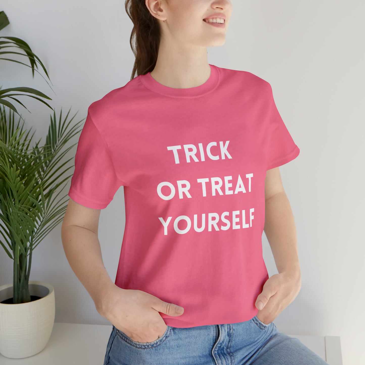 Charity Pink T-Shirt Shirt Halloween for Men & Women Short Sleeved Shirts for Halloween Outfit Trick or Treat Petrova Designs