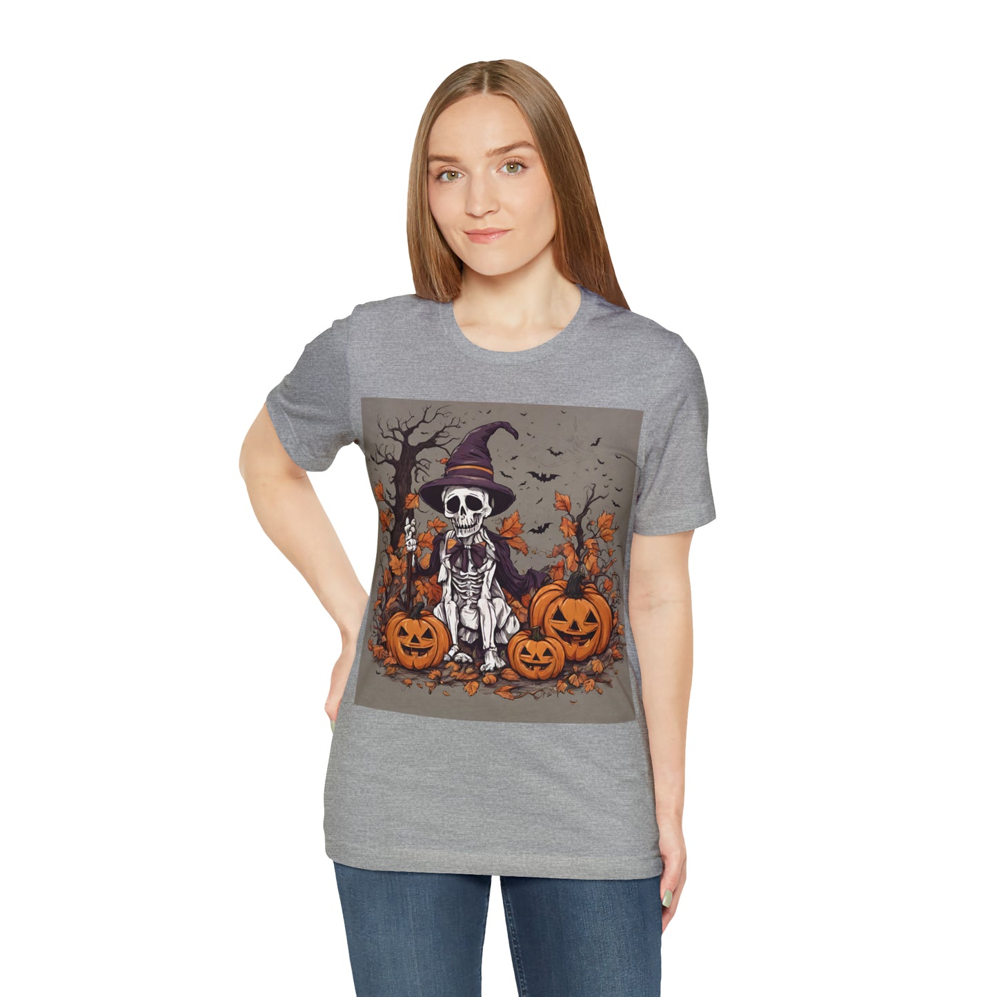 T-Shirt Shirt Halloween for Men & Women Short Sleeved Shirts for Halloween Outfit Skeleton Pumpkin Petrova Designs