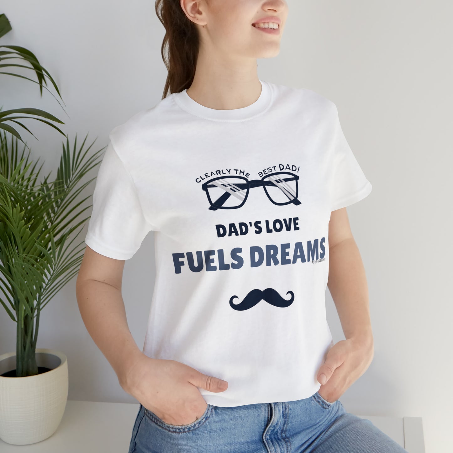 White T-Shirt Father's Day Tee Tshirt Design Gift for Dad Short Sleeved Shirt Petrova Designs