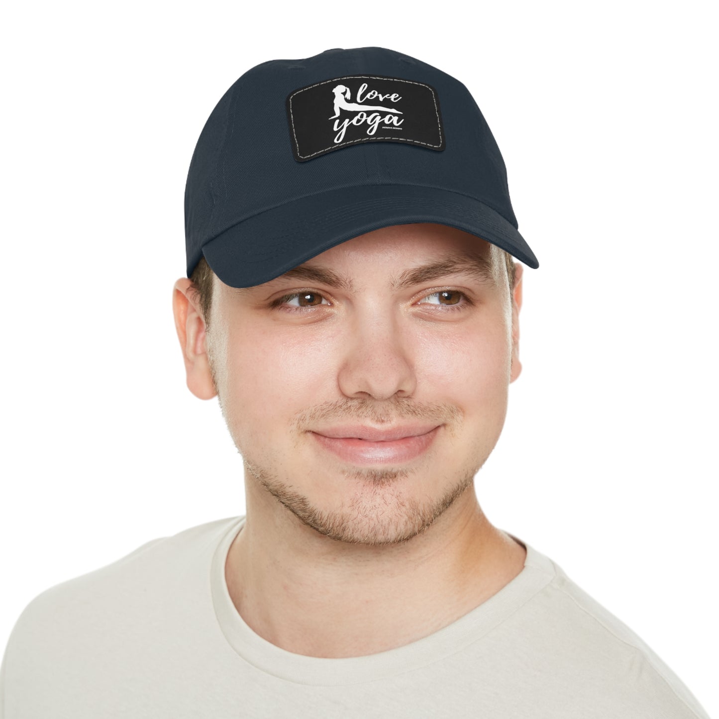 Hats Yoga Gifts | "Love Yoga" Dad Hat with Leather Patch | Petrova Designs