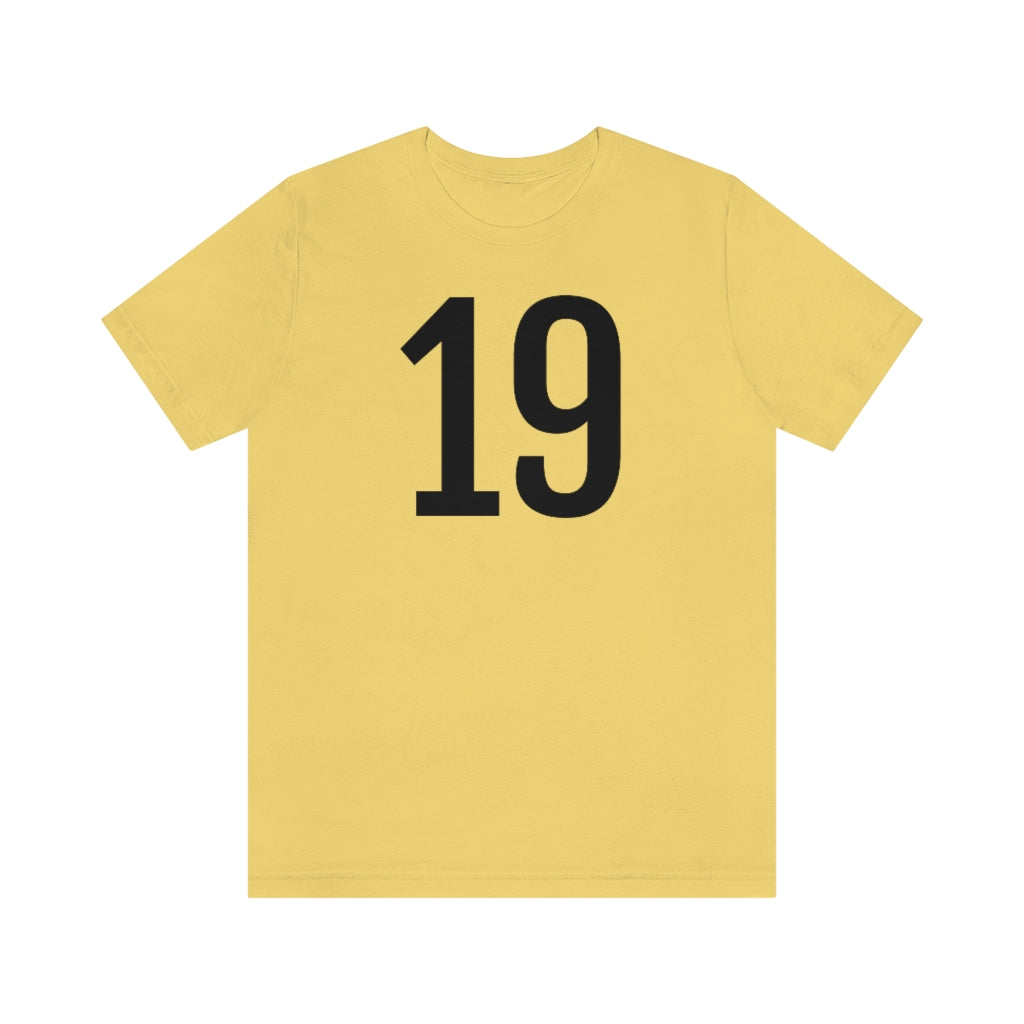Yellow T-Shirt 19 Numbered T Shirt with Number On Them for Numerological Black Tshirt Outfit Petrova Designs