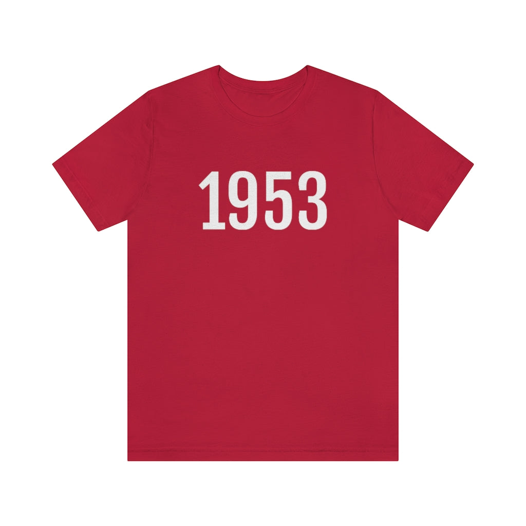 Red T-Shirt 1953 Tee Shirt with Numbers On Them for Numbered T-Shirt Outfit Numerology Aesthetic Petrova Designs