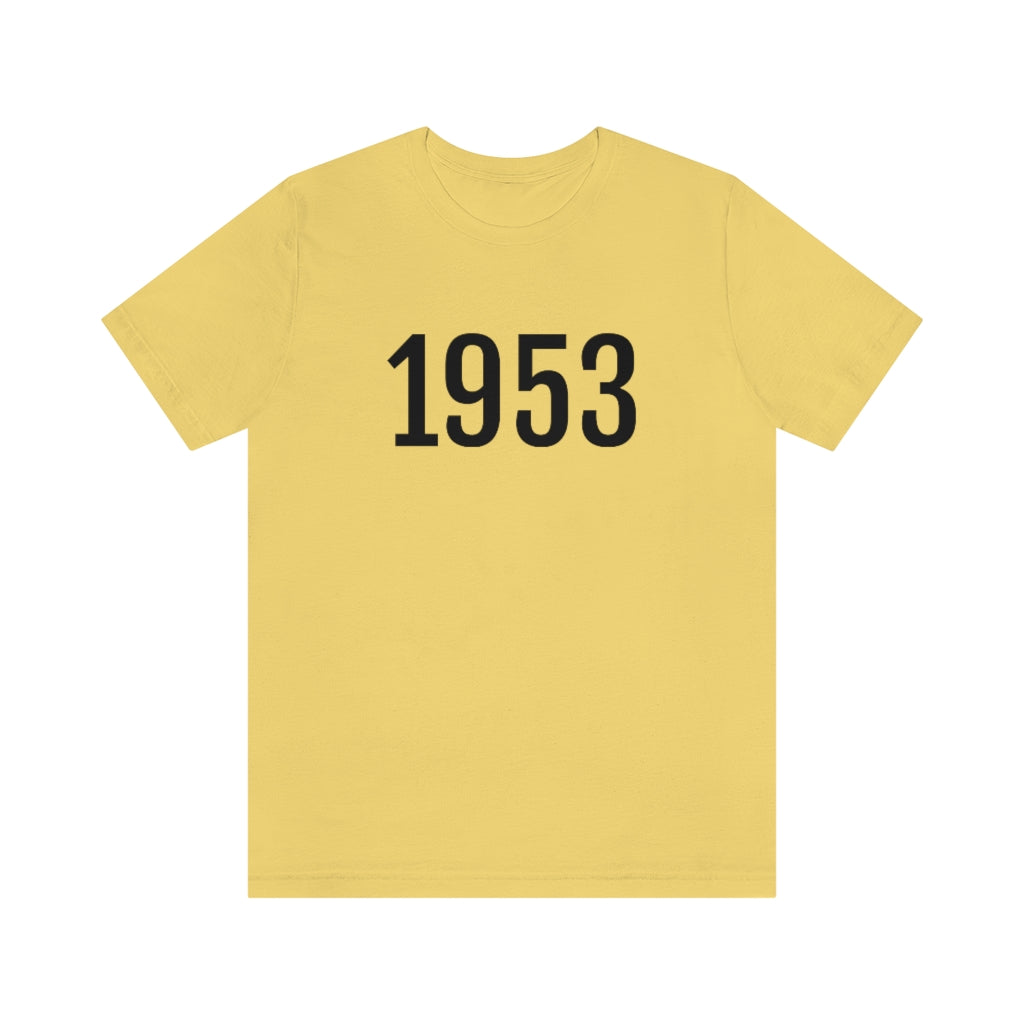 Yellow T-Shirt 1953 Tee Shirt with Numbers On Them for Numbered T-Shirt Outfit Numerology Aesthetic Petrova Designs