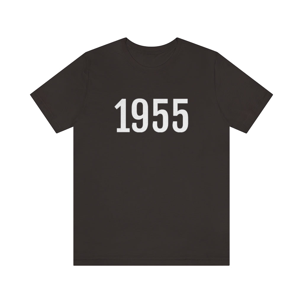 Brown T-Shirt 1955 Tee Shirt with Numbers On Them for Numbered T-Shirt Outfit Numerology Aesthetic Petrova Designs