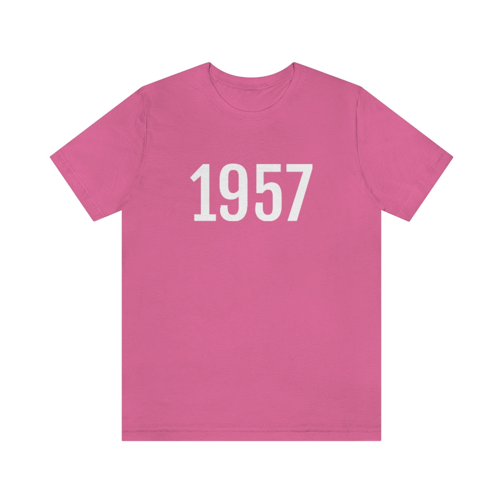 Charity Pink T-Shirt 1957 Tee Shirt with Numbers On Them for Numbered T-Shirt Outfit Numerology Aesthetic Petrova Designs
