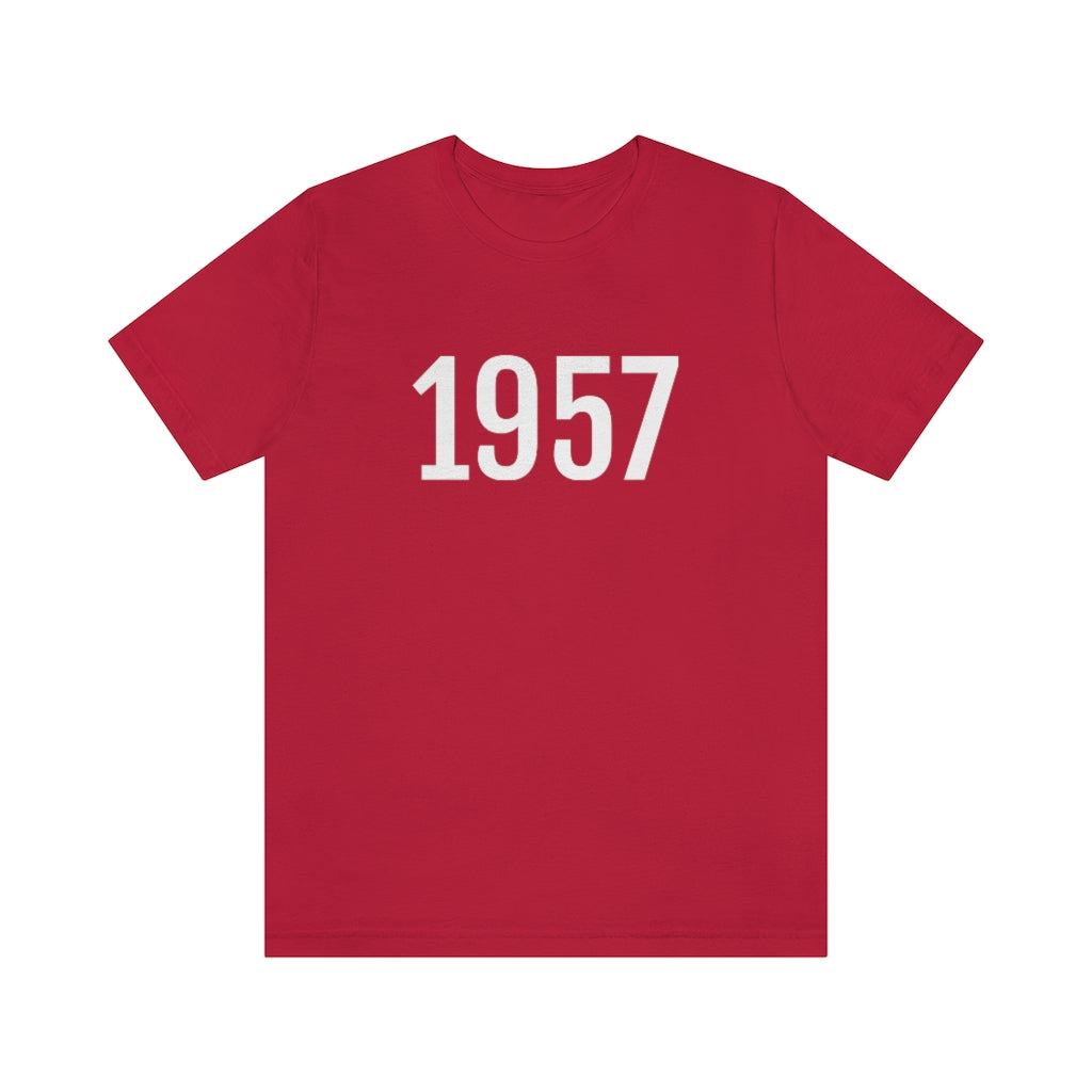 Red T-Shirt 1957 Tee Shirt with Numbers On Them for Numbered T-Shirt Outfit Numerology Aesthetic Petrova Designs