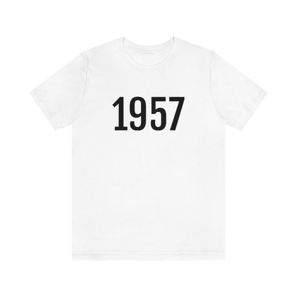 White T-Shirt 1957 Tee Shirt with Numbers On Them for Numbered T-Shirt Outfit Numerology Aesthetic Petrova Designs