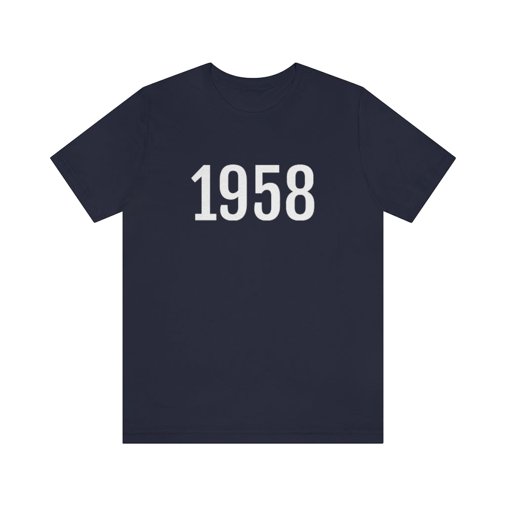 Navy T-Shirt 1958 Tee Shirt with Numbers On Them for Numbered T-Shirt Outfit Numerology Aesthetic Petrova Designs