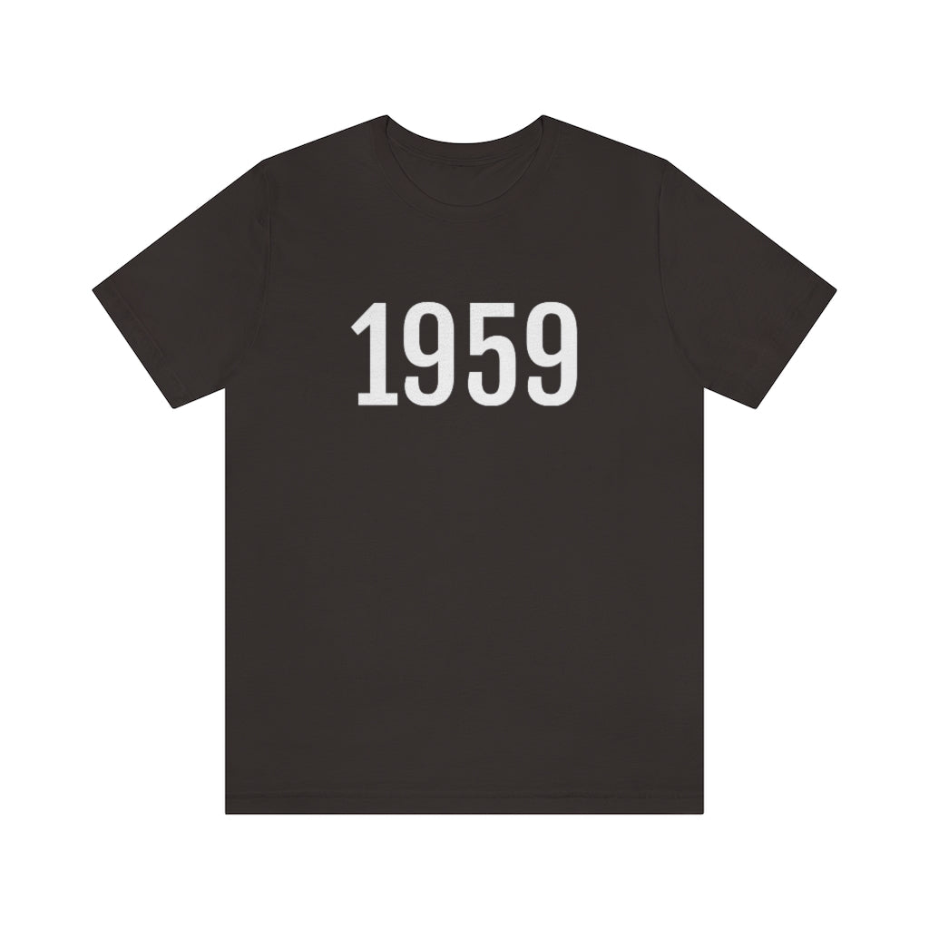 Brown T-Shirt 1959 Numbered T Shirt with Number On Them for Numerological Black Tshirt Outfit Petrova Designs
