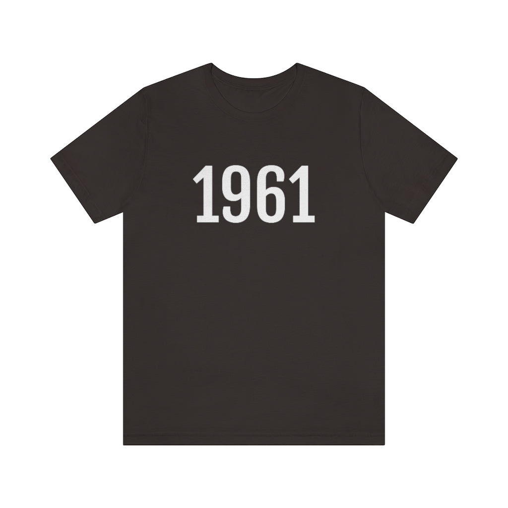 Brown T-Shirt 1961 Tee Shirt with Numbers On Them for Numbered T-Shirt Outfit Numerology Aesthetic Petrova Designs