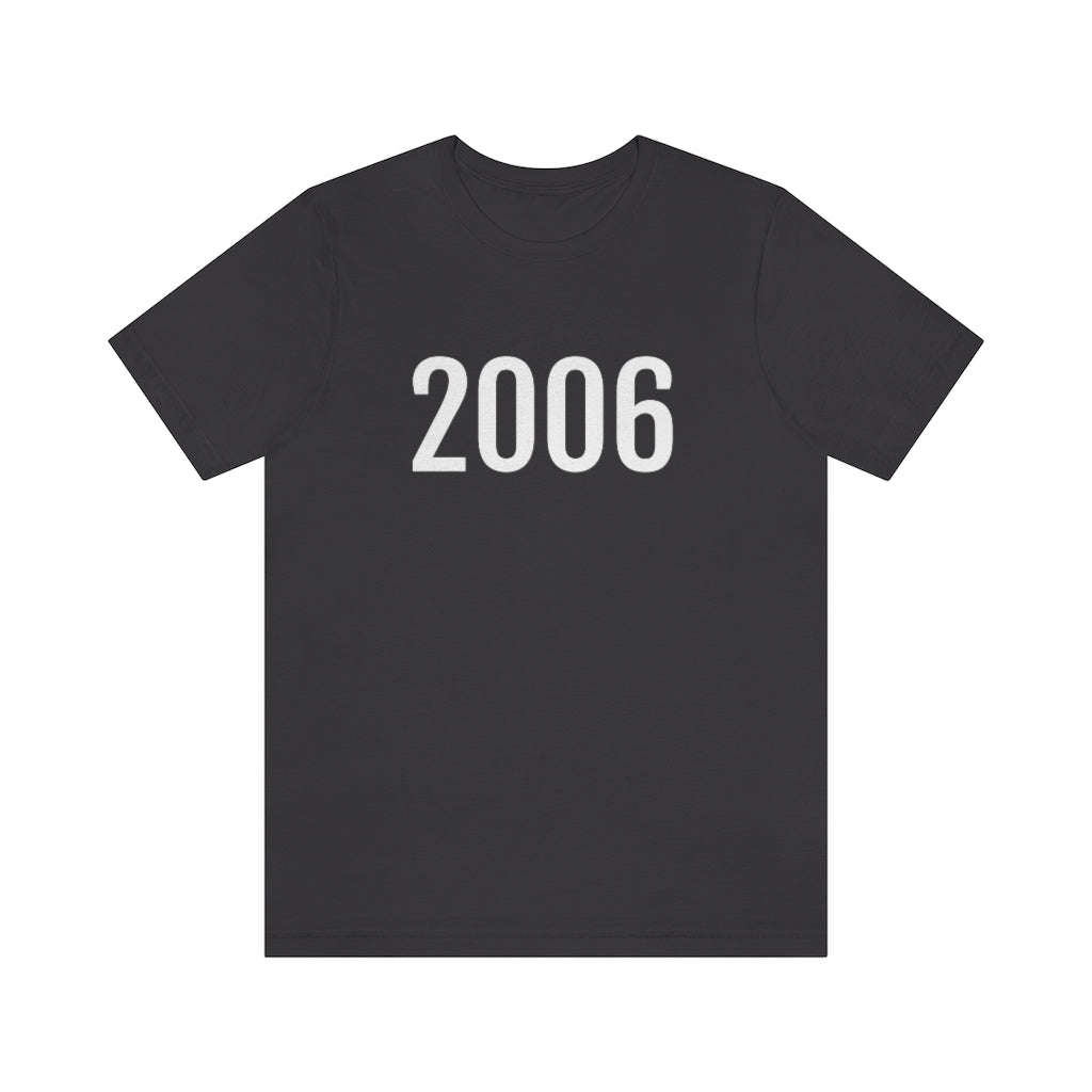 Dark Grey T-Shirt 2006 Numbered T Shirt with Number On Them for Numerological Black Tshirt Outfit Petrova Designs