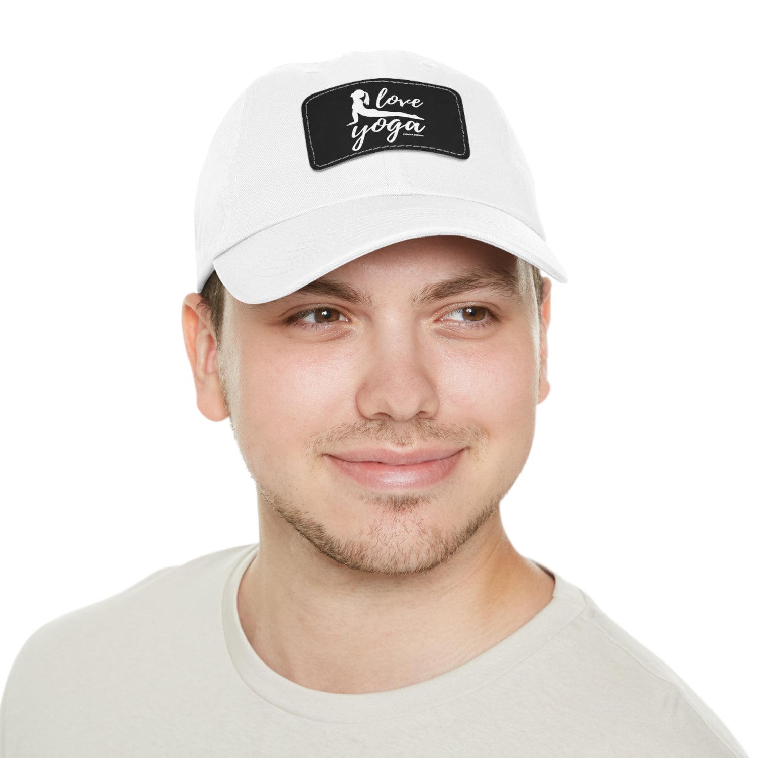 Hats Yoga Gifts | "Love Yoga" Dad Hat with Leather Patch | Petrova Designs