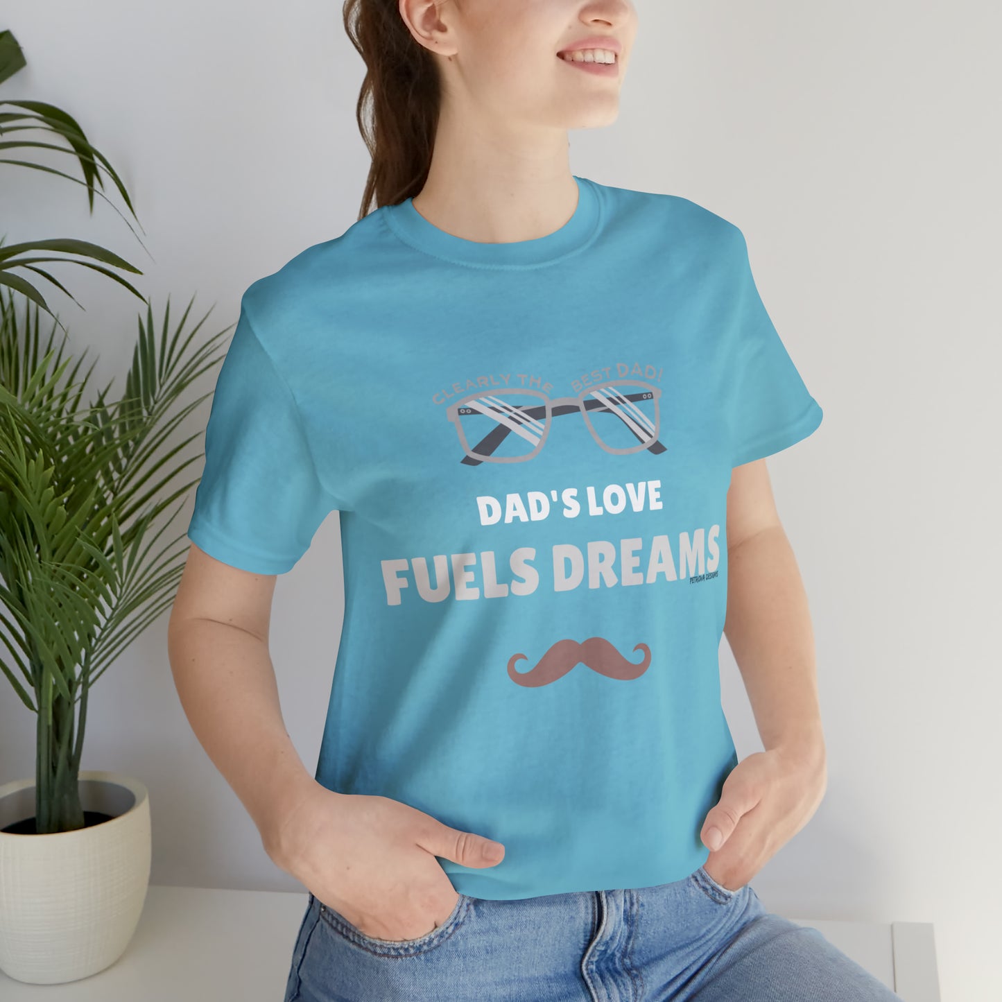 Turquoise T-Shirt Father's Day Tee Tshirt Design Gift for Dad Short Sleeved Shirt Petrova Designs