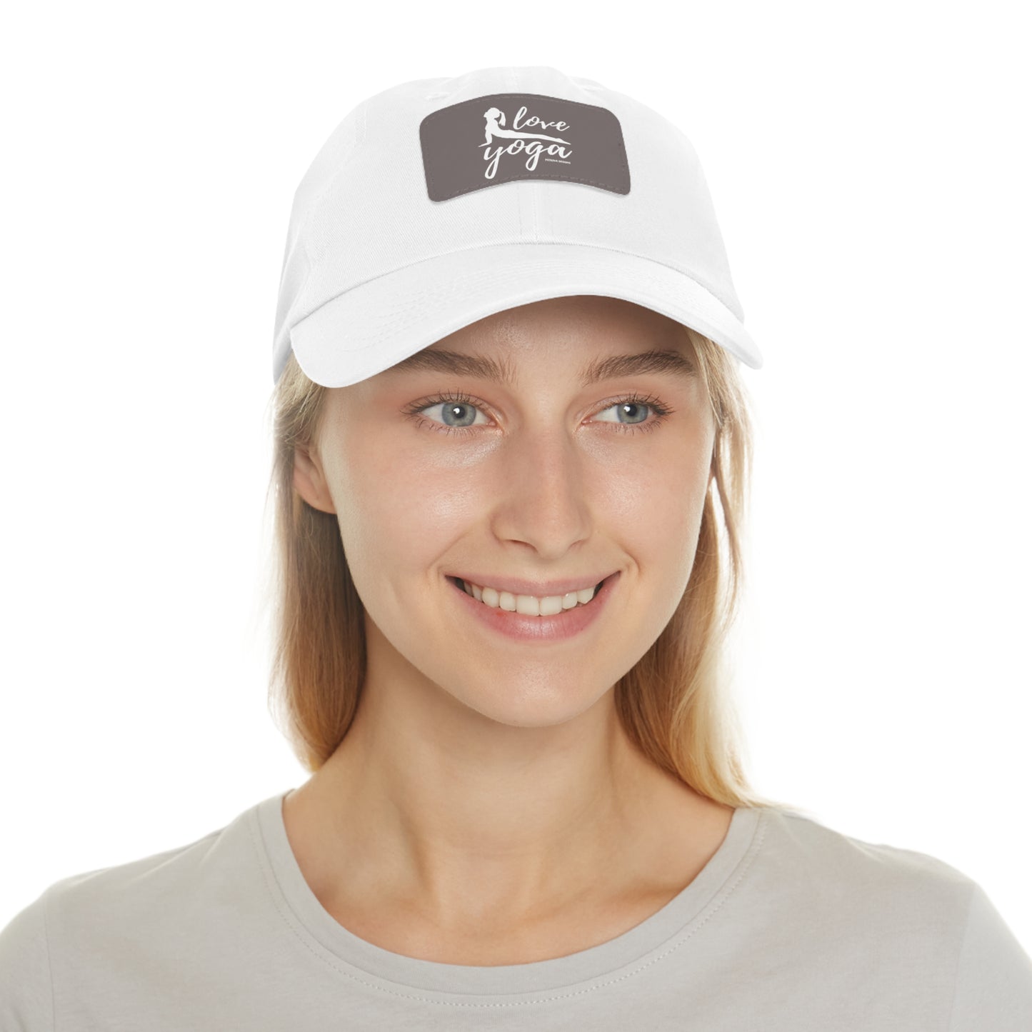 Hats Yoga Gifts | "Love Yoga" Dad Hat with Leather Patch | Petrova Designs