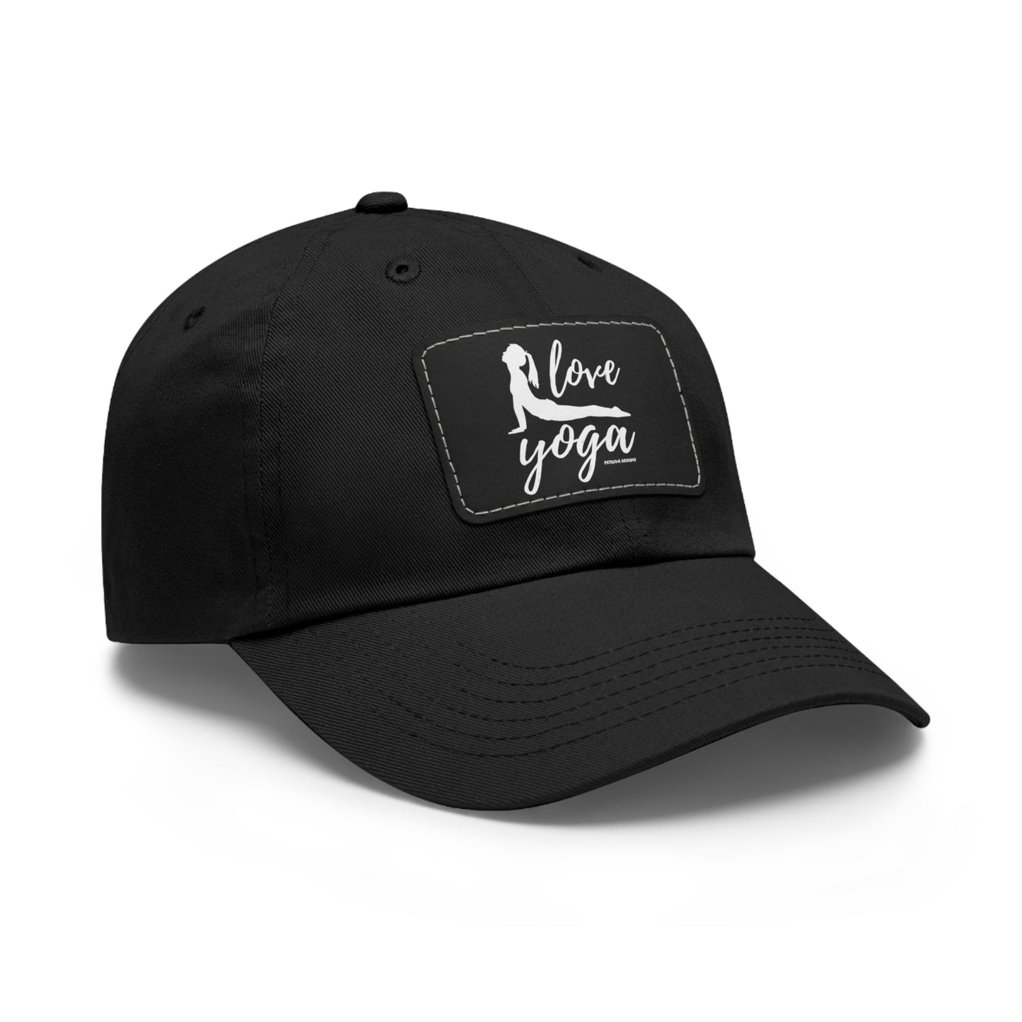 Hats Yoga Gifts | "Love Yoga" Dad Hat with Leather Patch | Petrova Designs