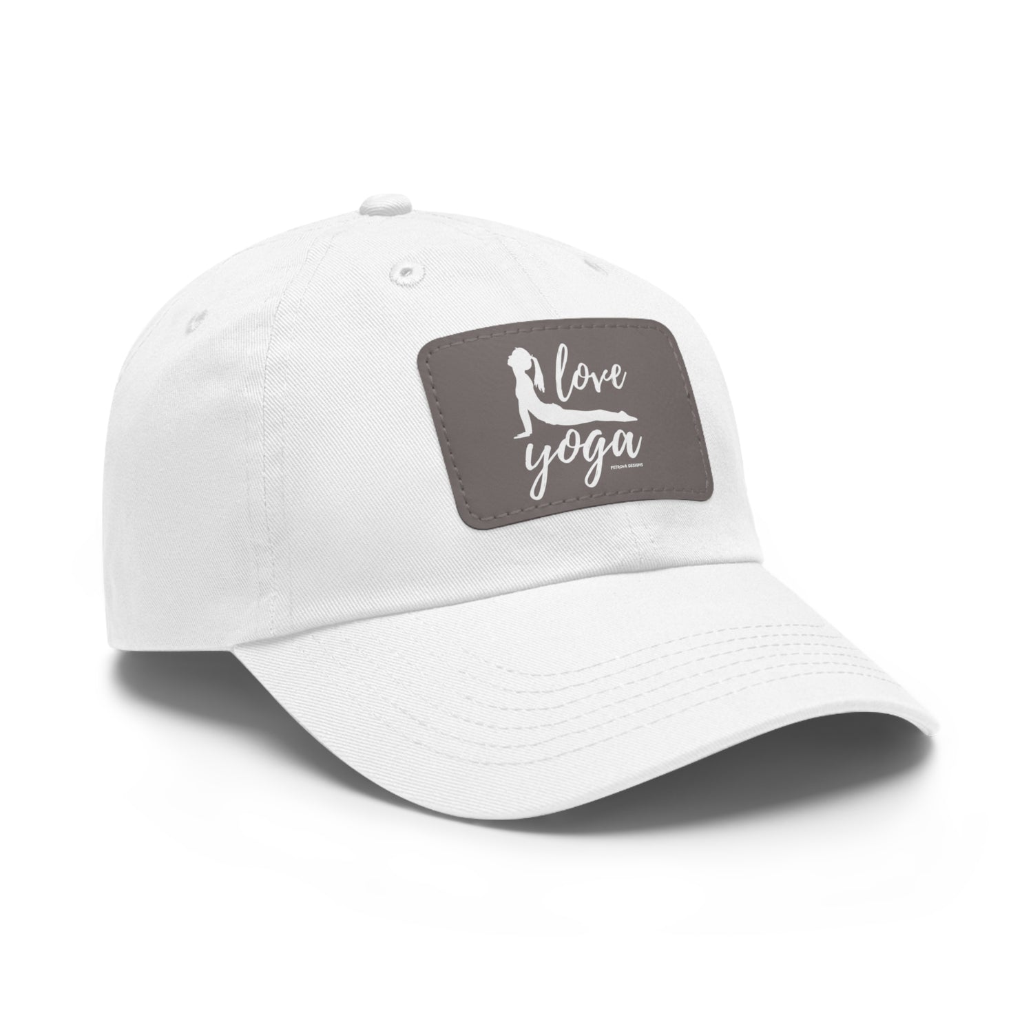 Hats Yoga Gifts | "Love Yoga" Dad Hat with Leather Patch | Petrova Designs