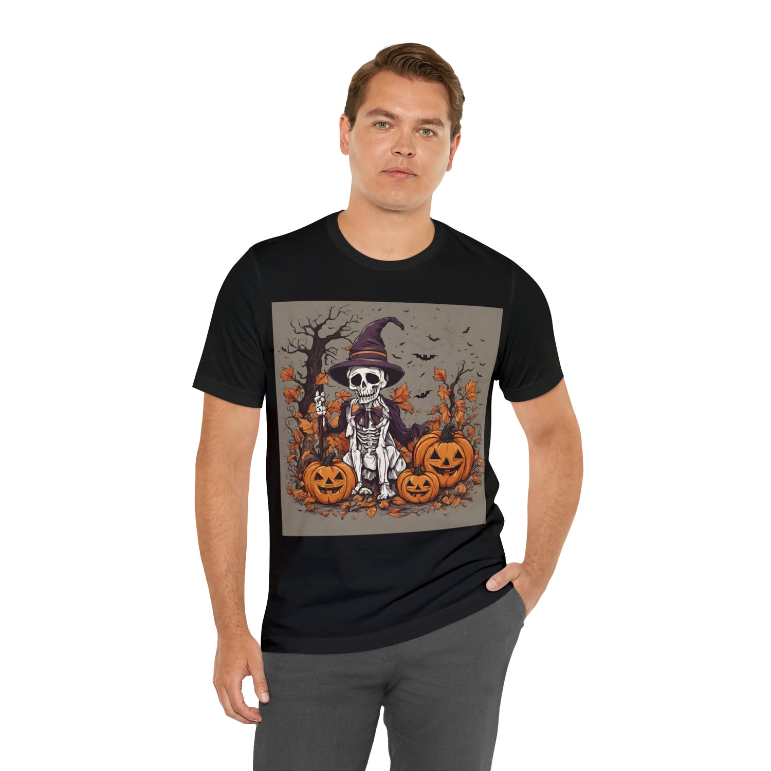 T-Shirt Shirt Halloween for Men & Women Short Sleeved Shirts for Halloween Outfit Skeleton Pumpkin Petrova Designs