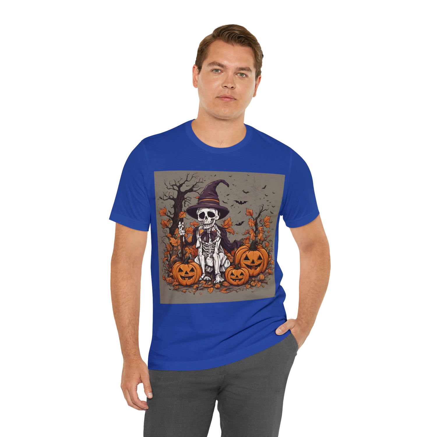 T-Shirt Shirt Halloween for Men & Women Short Sleeved Shirts for Halloween Outfit Skeleton Pumpkin Petrova Designs