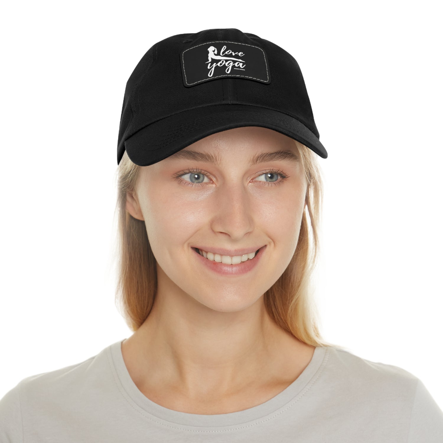 Hats Yoga Gifts | "Love Yoga" Dad Hat with Leather Patch | Petrova Designs