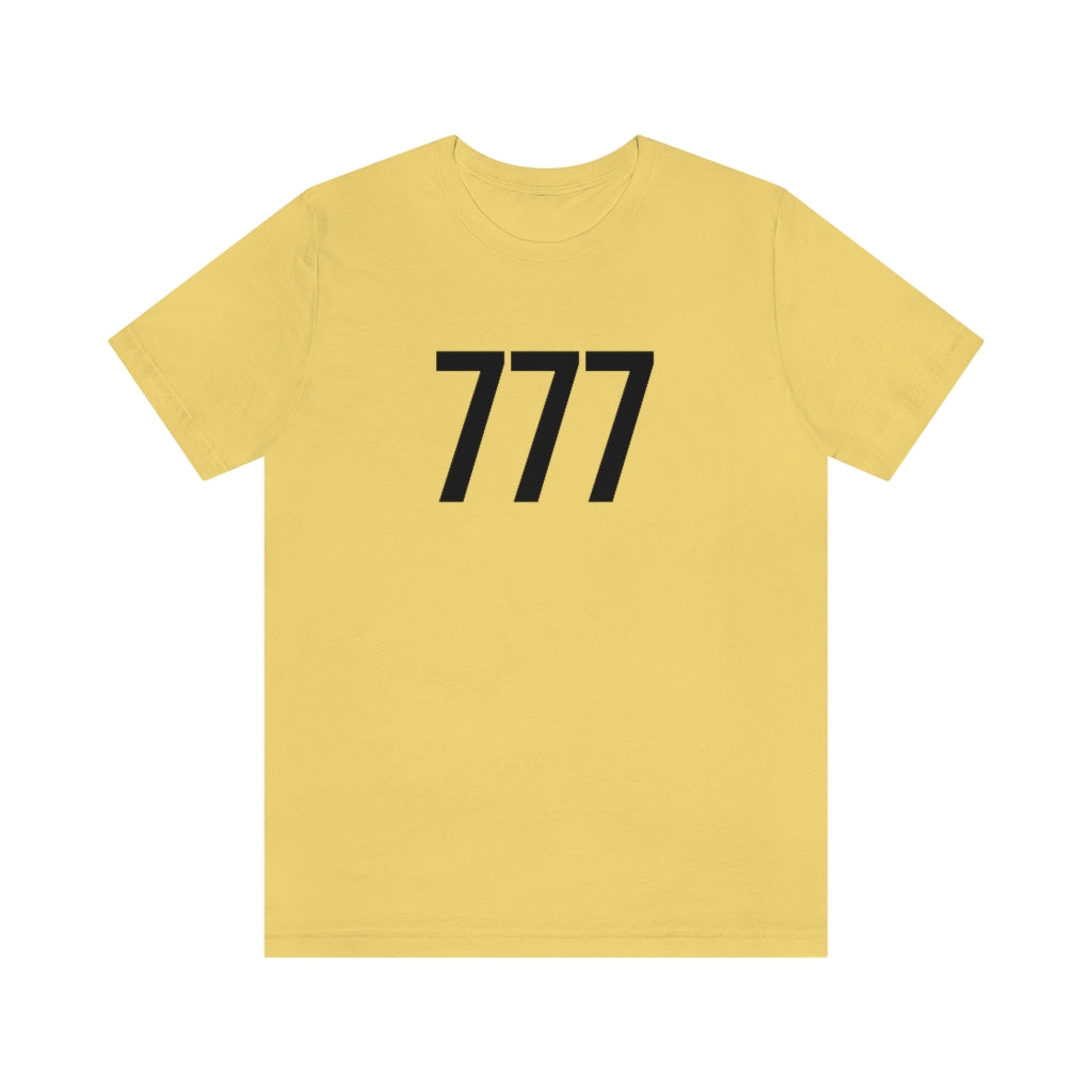 Yellow T-Shirt 777 T-Shirt Angel Number Tee Shirt with Numbers On Them for Numbered Outfit Petrova Designs