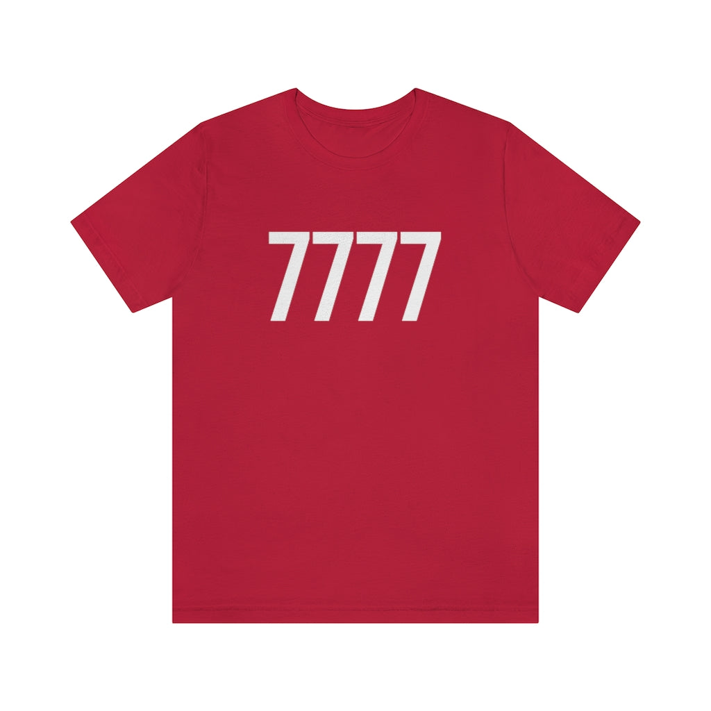 Red T-Shirt 7777 T-Shirt Angel Number Tee Shirt with Numbers On Them for Numbered Outfit Petrova Designs