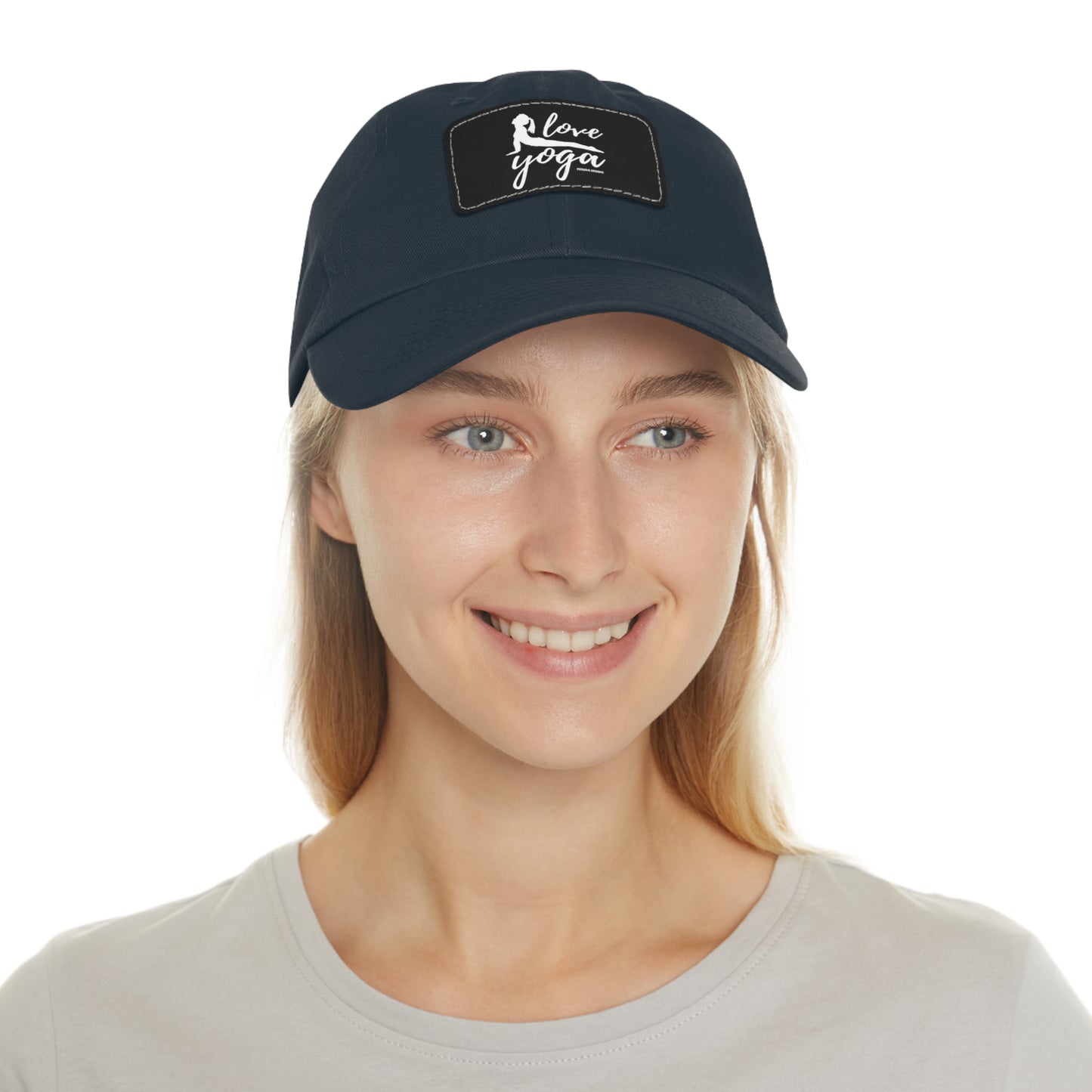 Hats Yoga Gifts | "Love Yoga" Dad Hat with Leather Patch | Petrova Designs