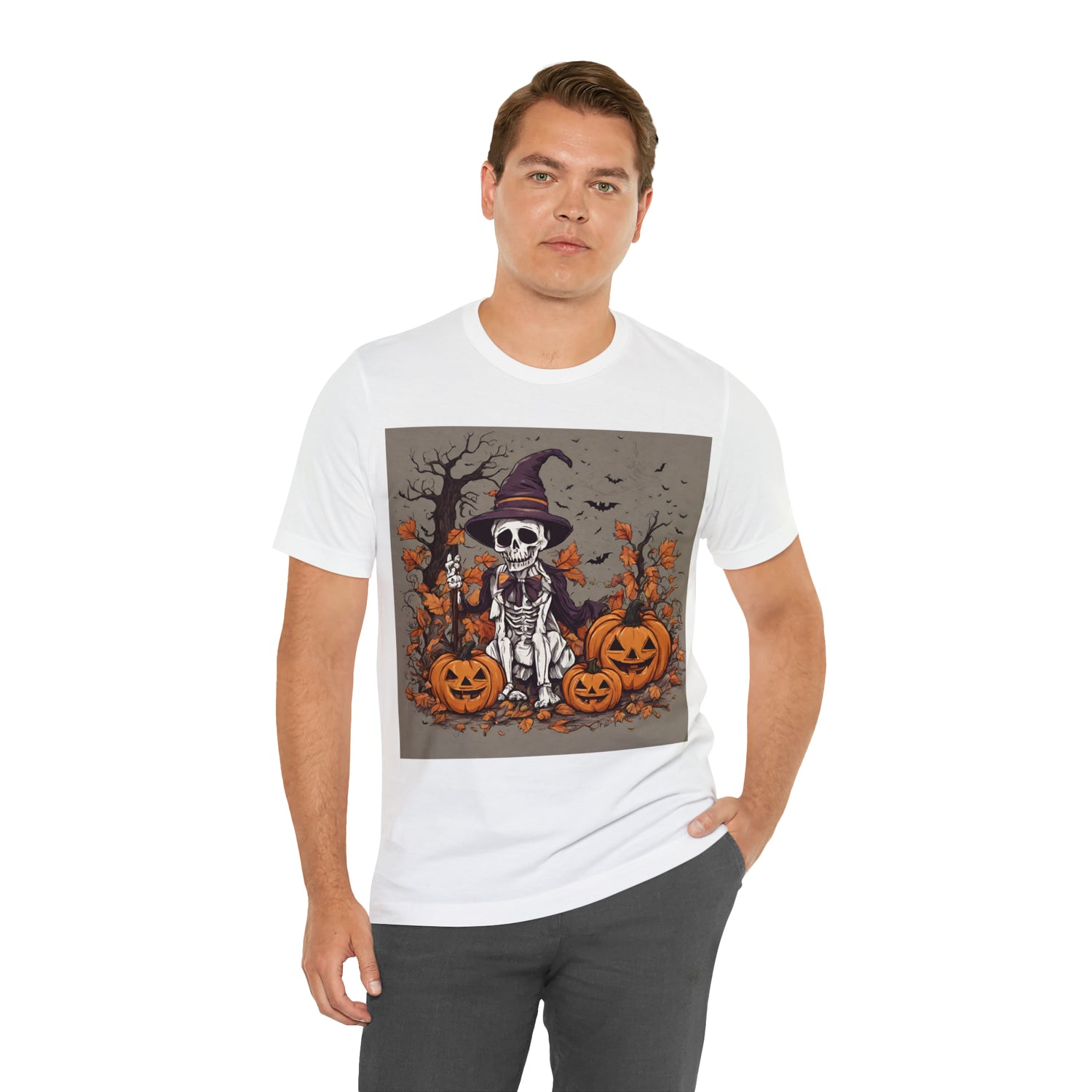 T-Shirt Shirt Halloween for Men & Women Short Sleeved Shirts for Halloween Outfit Skeleton Pumpkin Petrova Designs