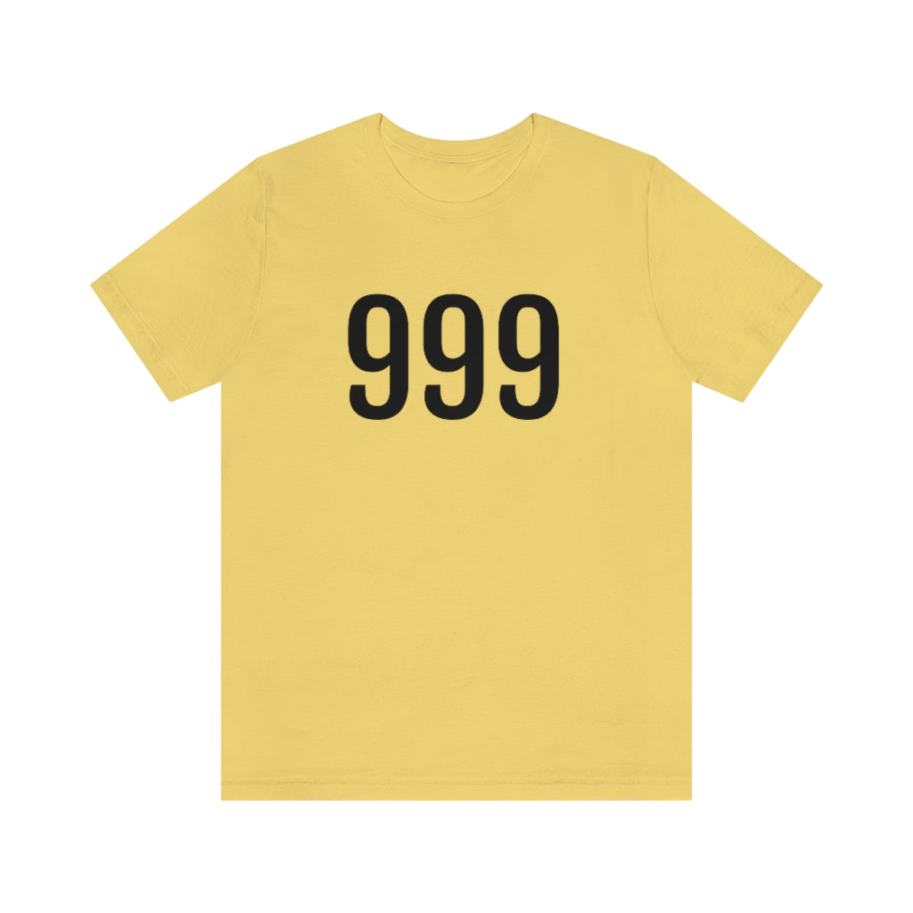 Yellow T-Shirt 999 T-Shirt Angel Number Tee Shirt with Numbers On Them for Numbered Outfit Petrova Designs