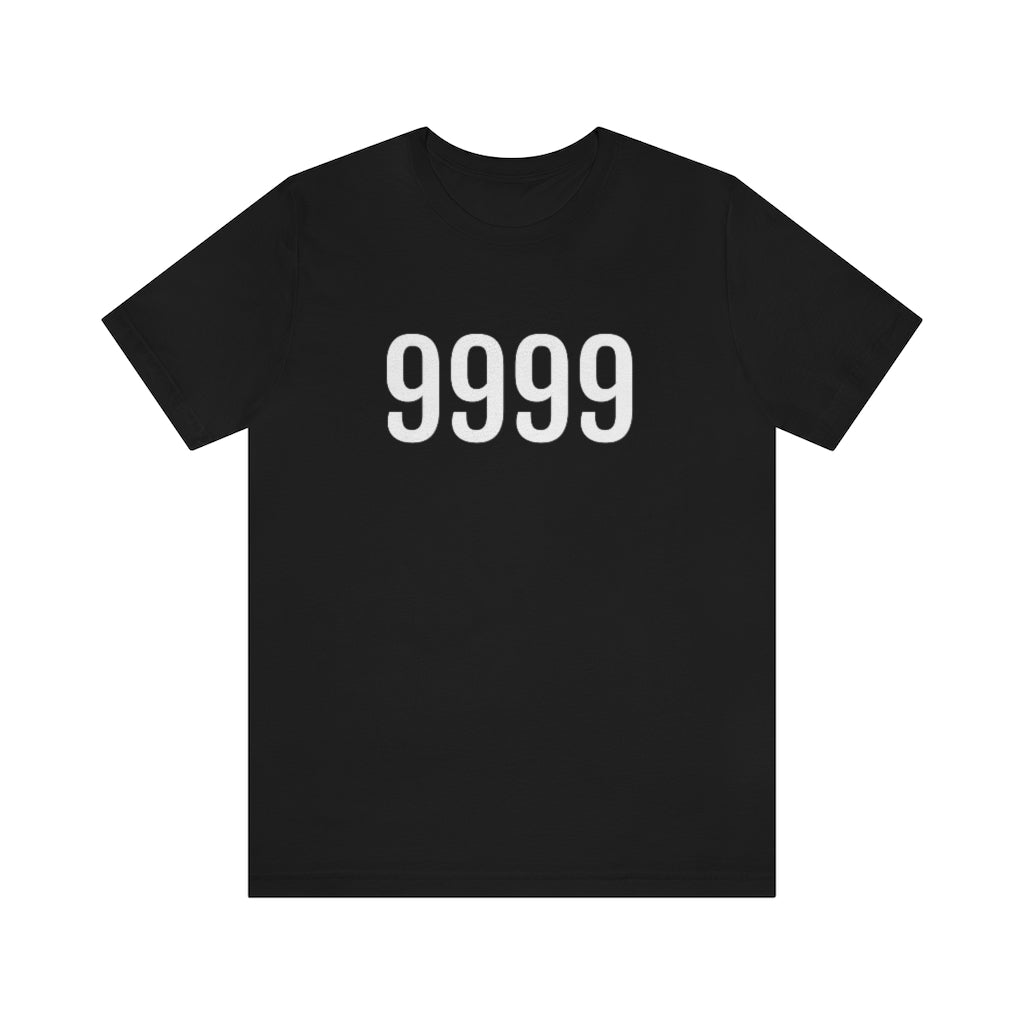 Black T-Shirt 9999 T-Shirt Angel Number Tee Shirt with Numbers On Them for Numbered Outfit Petrova Designs