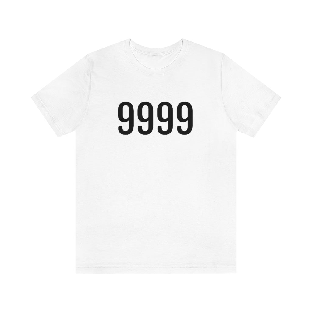 White T-Shirt 9999 T-Shirt Angel Number Tee Shirt with Numbers On Them for Numbered Outfit Petrova Designs