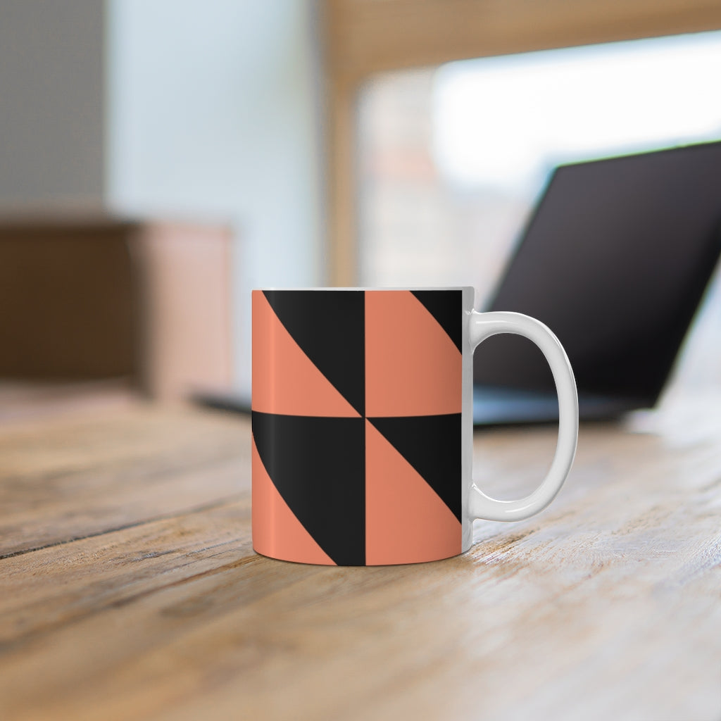 Mug Coffee Mug Your Ceramic Mug Drinkware In Black and Peachy Orange Petrova Designs