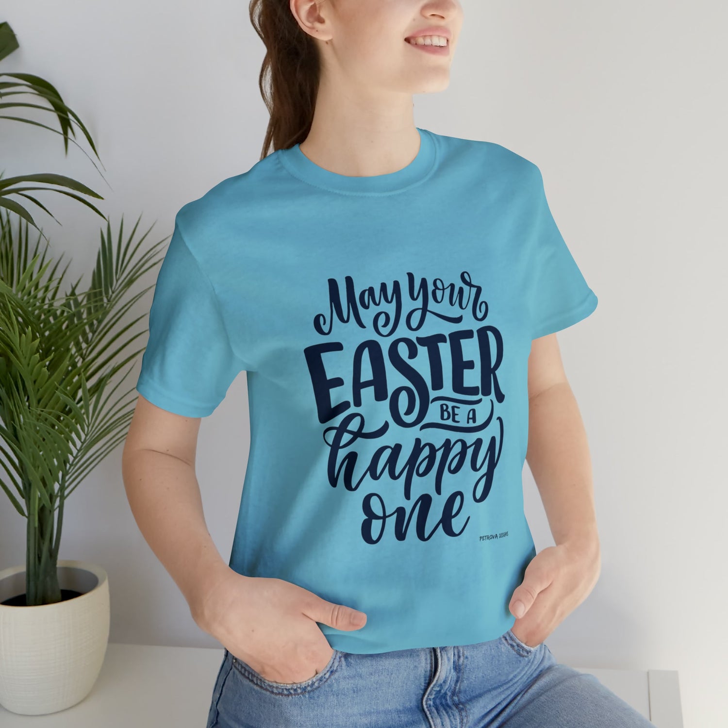 Turquoise T-Shirt Easter Graphic Tees for Men and Women Graphic Tee Shirts for Black Tshirt Outfits Petrova Designs
