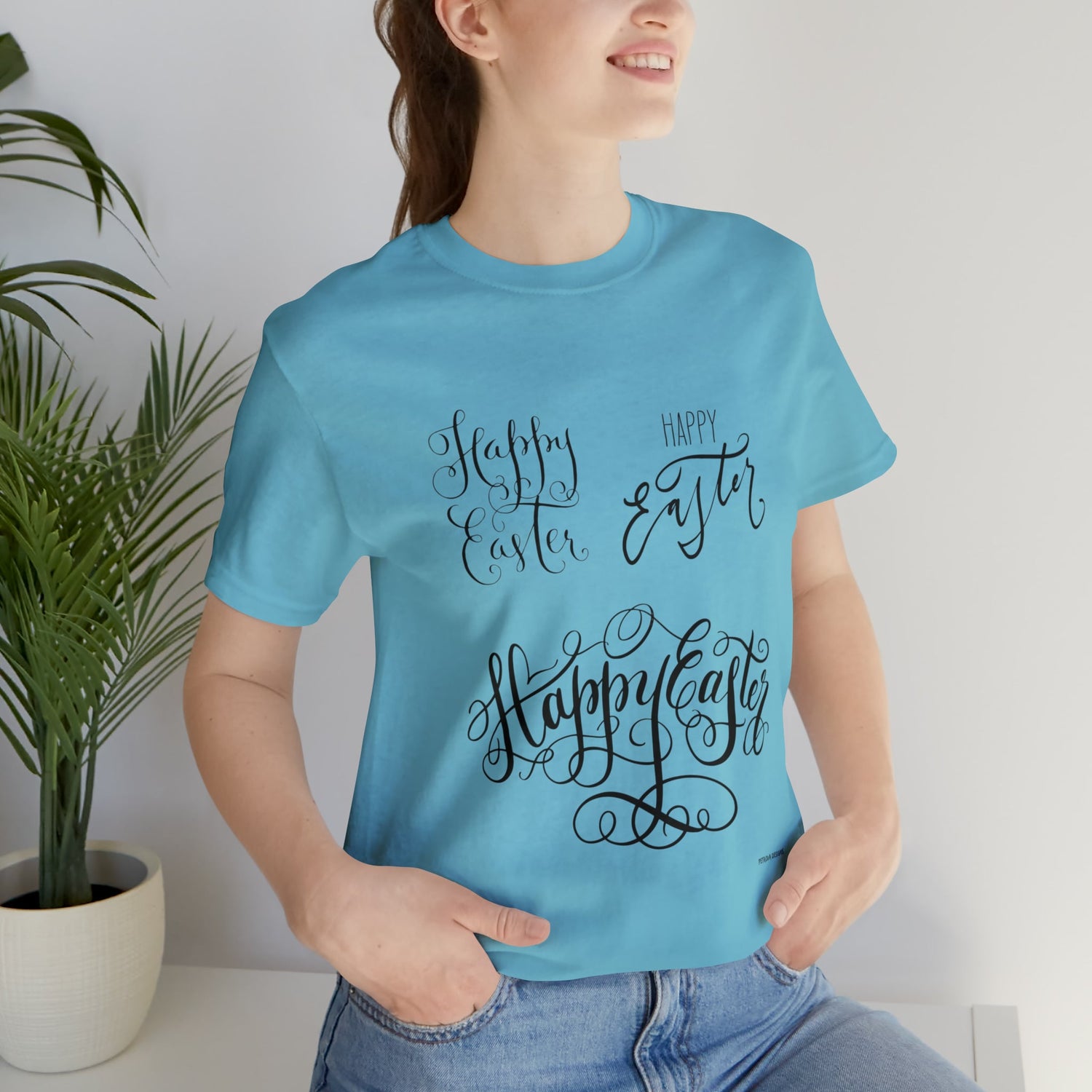 Turquoise T-Shirt Easter Graphic Tees Men's and Women's Bella Canvas Shirts for Colorful Tshirt Outfit Petrova Designs