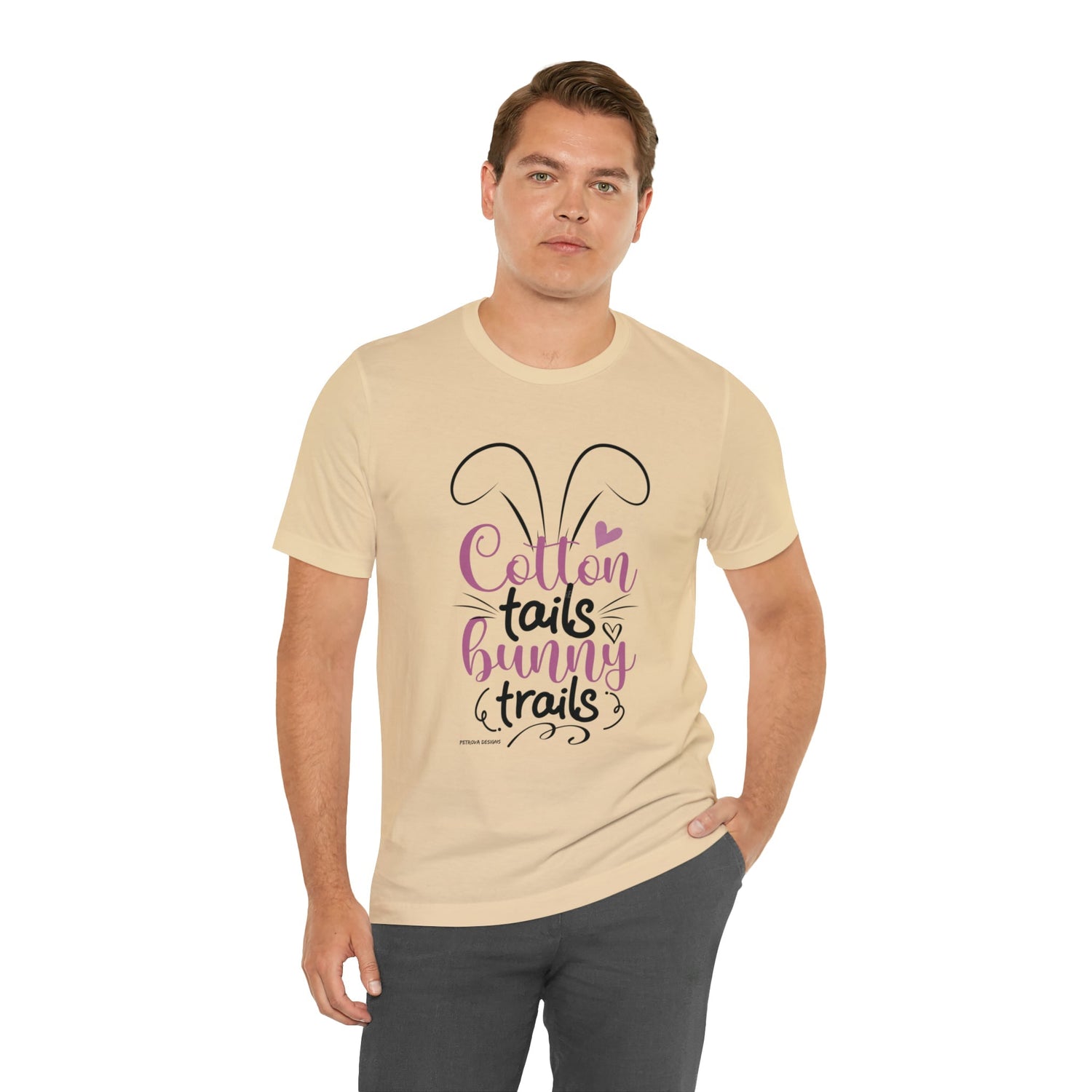 T-Shirt Easter Text Shirt for Men & Women Black Bella Canvas Shirts for Tshirt Outfit Aesthetic Bunny Ears Petrova Designs