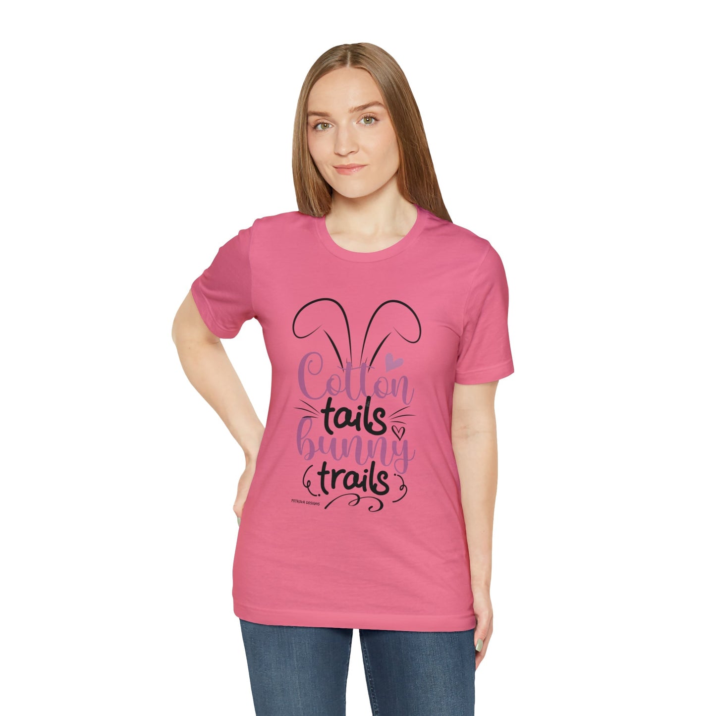 T-Shirt Easter Text Shirt for Men & Women Black Bella Canvas Shirts for Tshirt Outfit Aesthetic Bunny Ears Petrova Designs