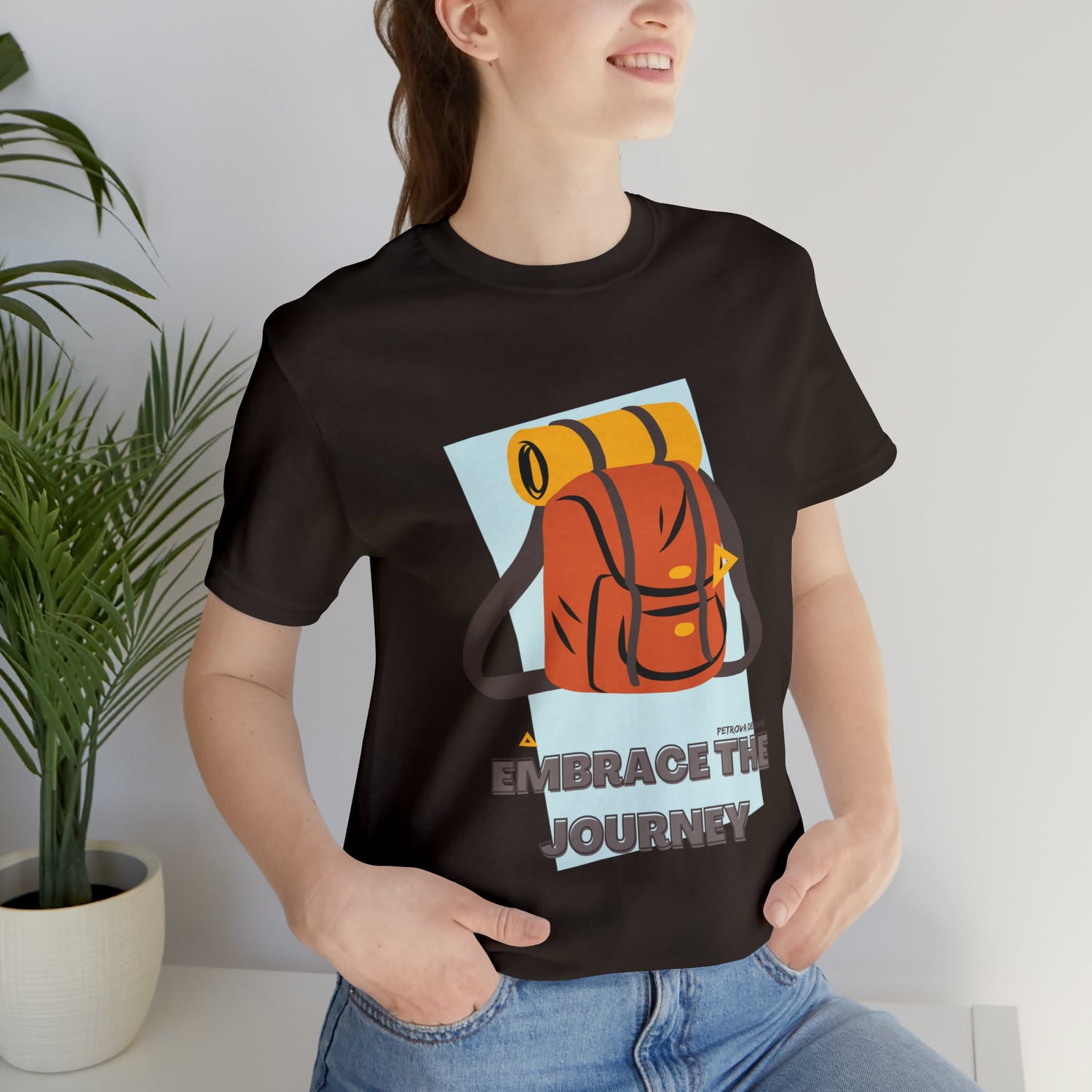 Brown T-Shirt Graphic Tees for Men and Women Graphic Tee Shirts for Black Tshirt Outfits Backpacking Petrova Designs