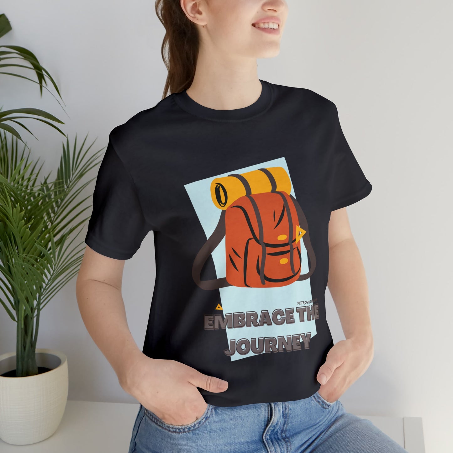 Dark Grey T-Shirt Graphic Tees for Men and Women Graphic Tee Shirts for Black Tshirt Outfits Backpacking Petrova Designs